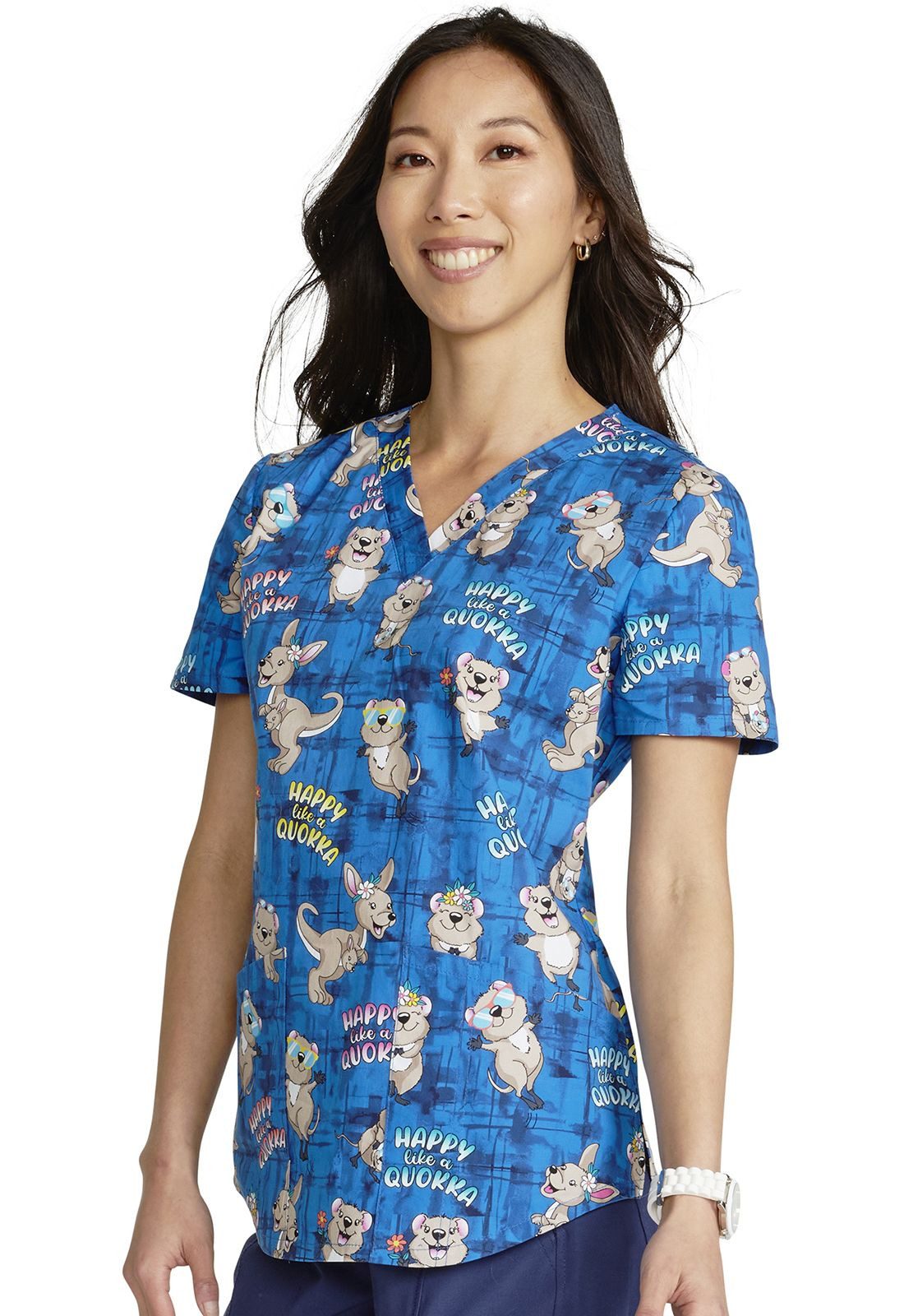 Cherokee Funktionsbluse Bunt bedruckter Damen Kasack "happy as a quokka" Kasack mit Motiv