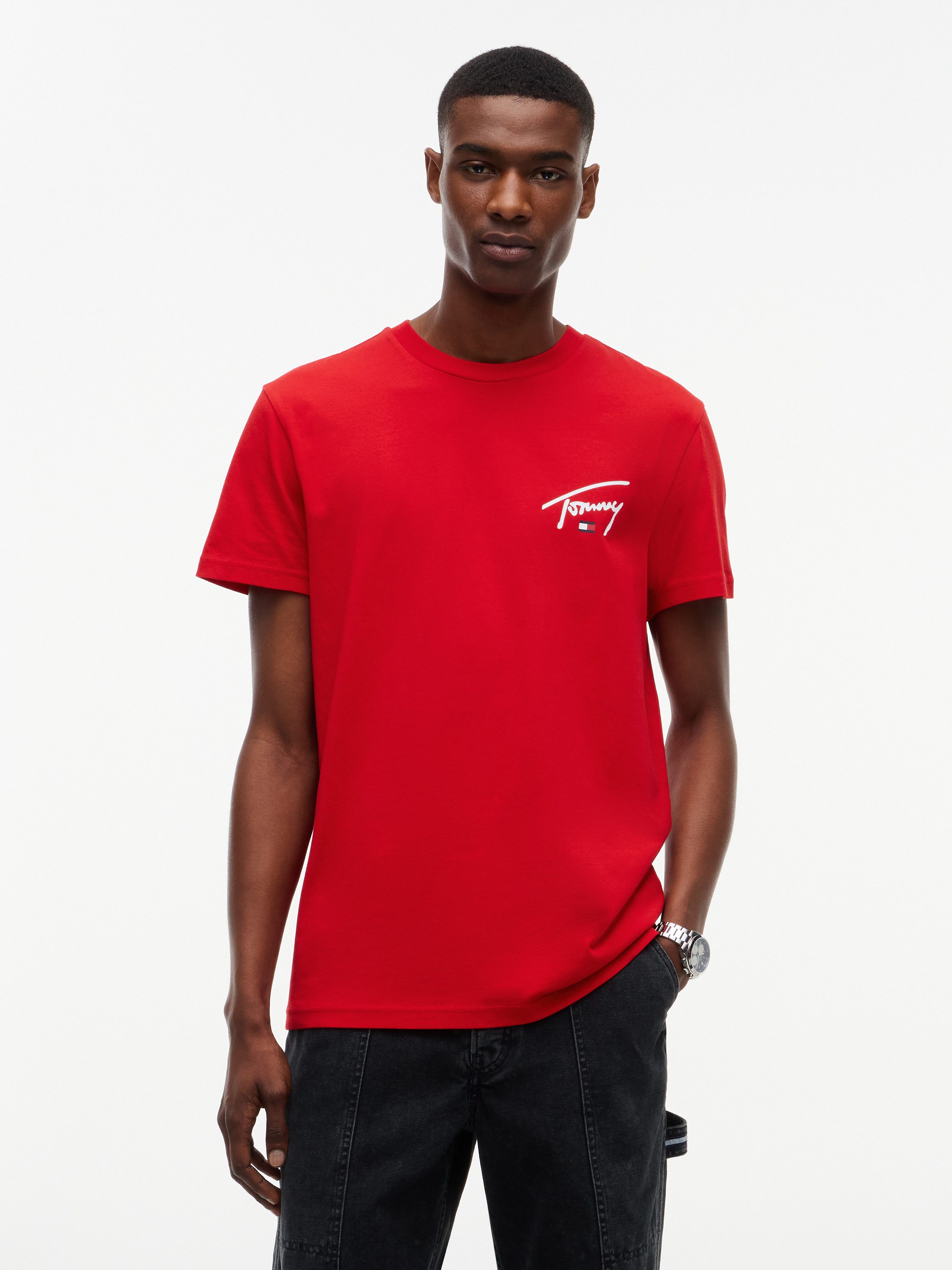 Tommy Jeans T-Shirt SLIM SIGNATURE CHEST TEE Slim fit mit Rundhalsausschnitt
