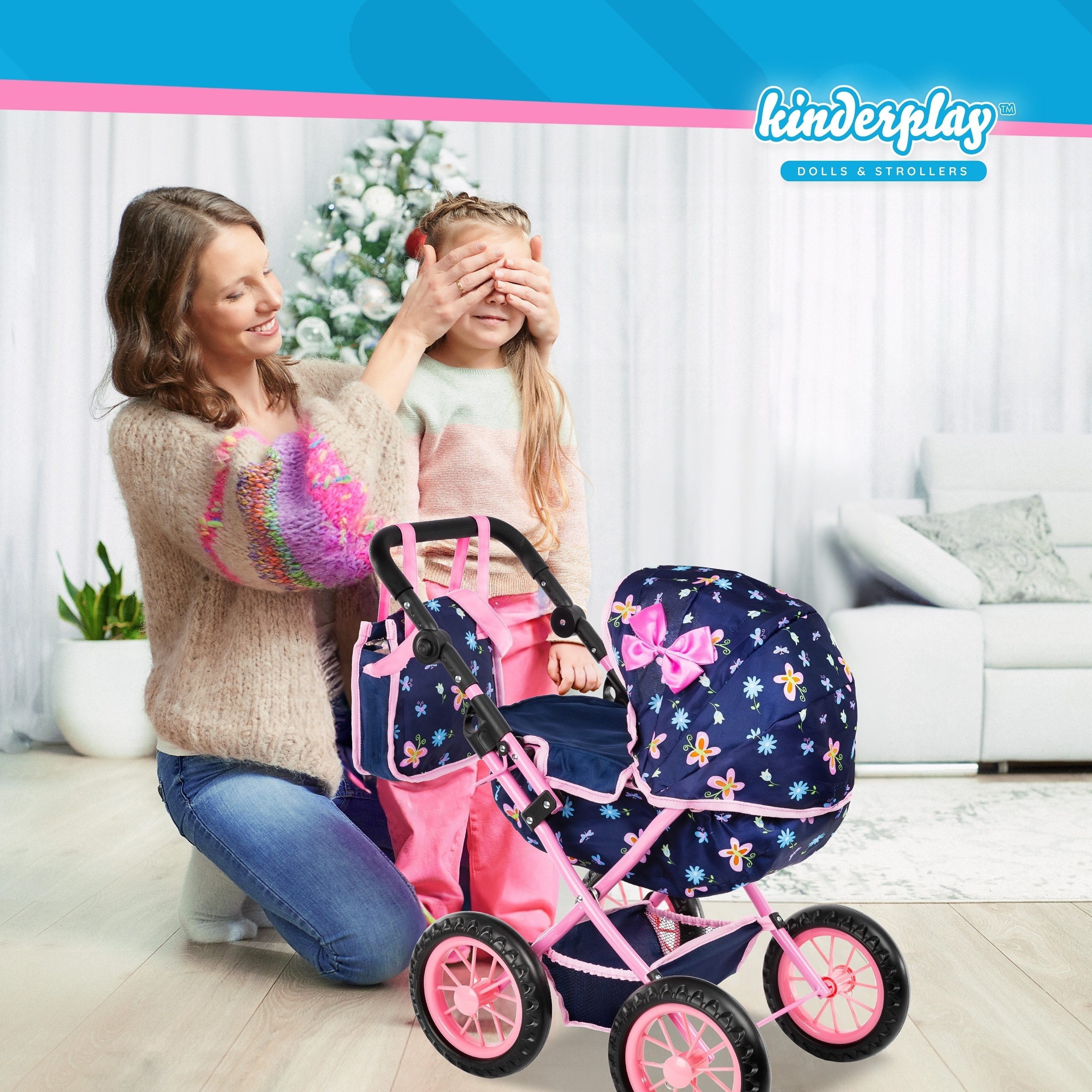 kinderplay Kombi-Puppenwagen Puppenwagen mit Tasche – verstellbar – Spielsp günstig online kaufen