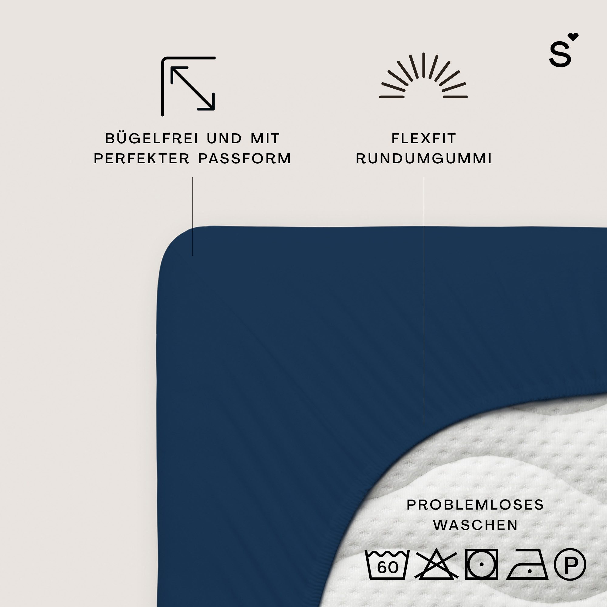 Schlafgut Spannbettlaken Basic Cotton Bettlaken, 160 g/m², 100% Baumwolle, Spannbetttuch, Jersey, Gummizug: rundum, (1 Stück), Spannbettlaken bis 20 cm Matratzenhöhe, bügelfrei und pflegeleicht