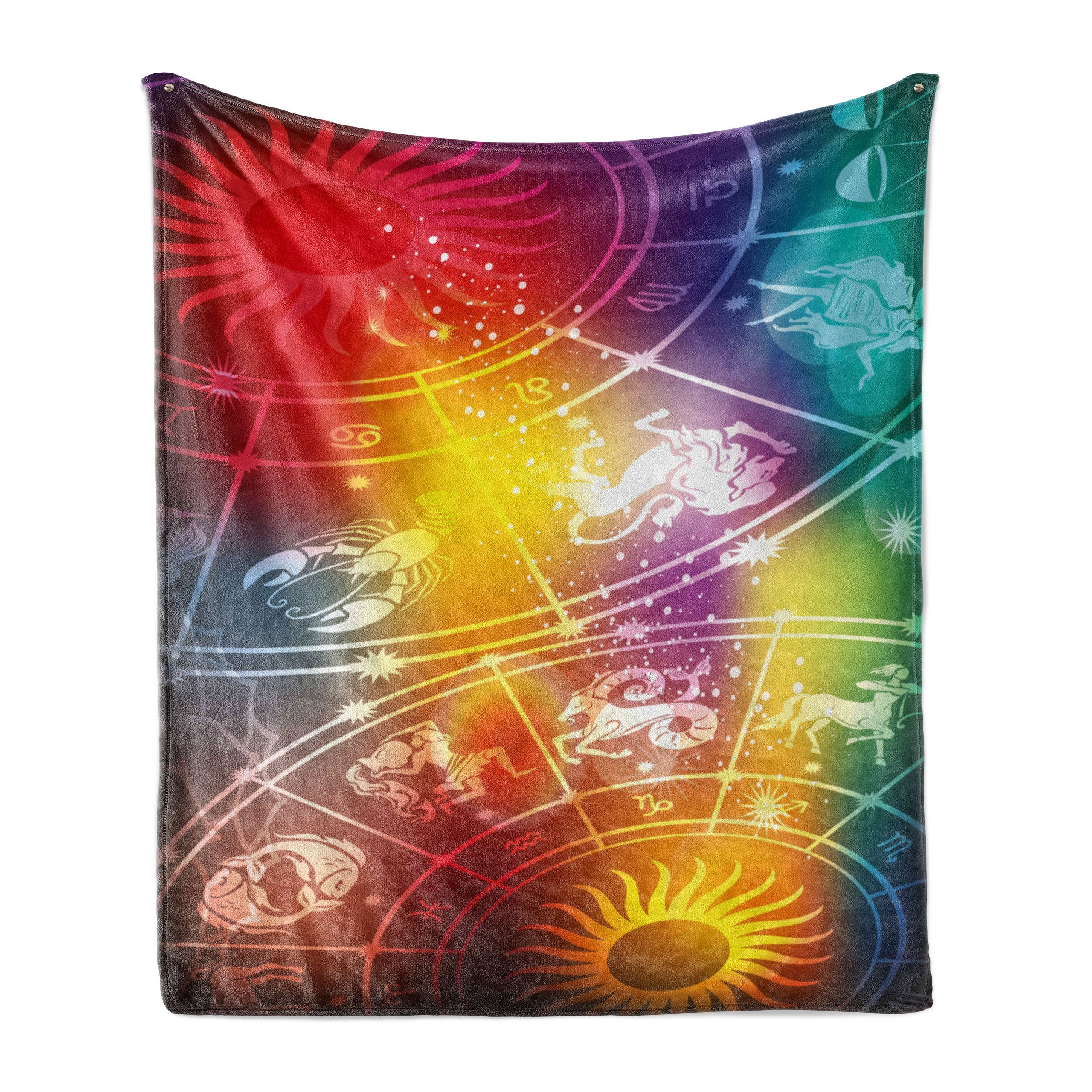 Wohndecke Gemütlicher Plüsch Rainbow für Astrologie Außenbereich, den und Colored Abakuhaus, Innen- Diagramm