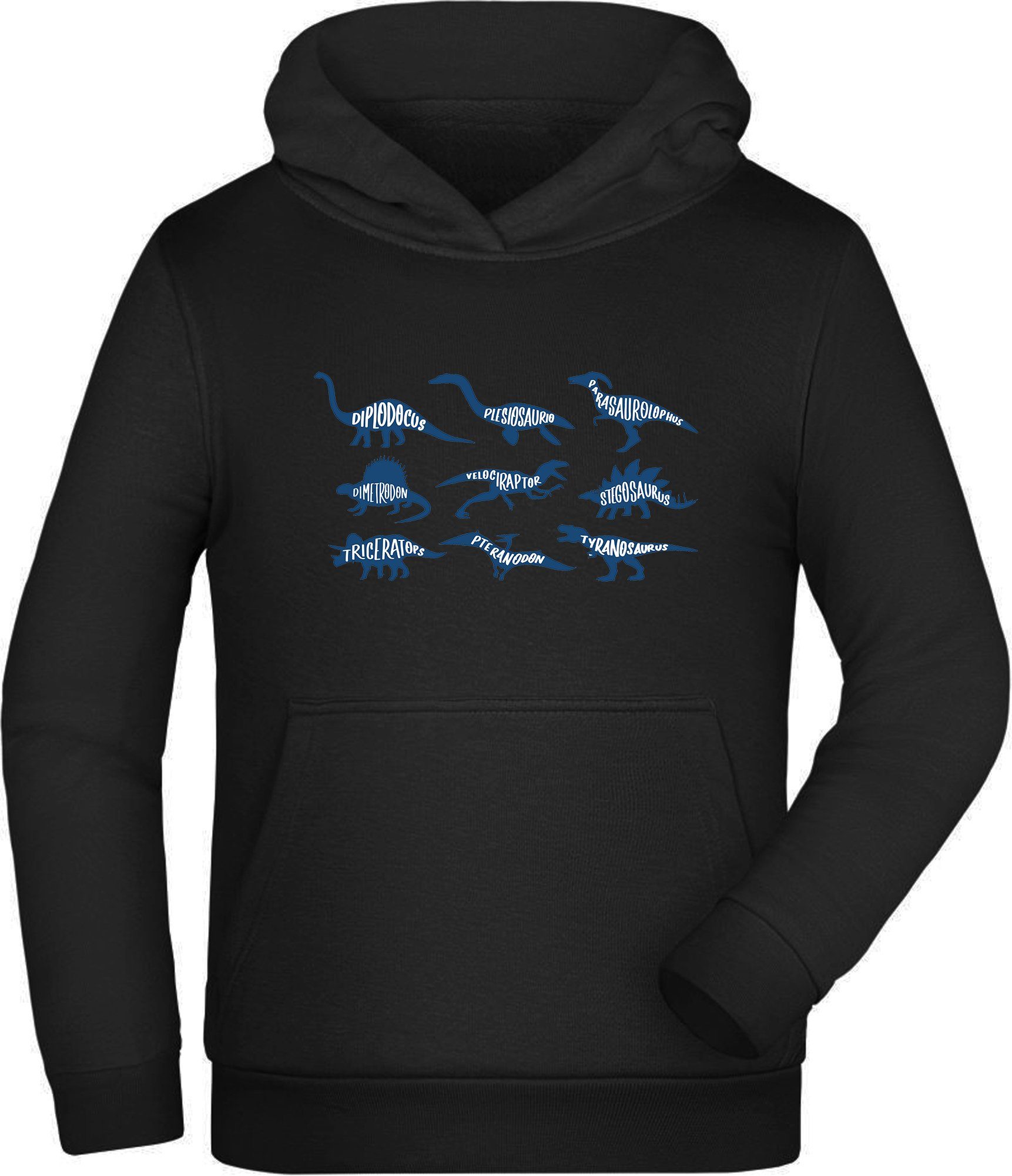 i90 Sweatshirt Aufdruck, Silhouetten Kapuzensweater MyDesign24 Kapuzen - Hoodie mit Dinosaurier Kinder