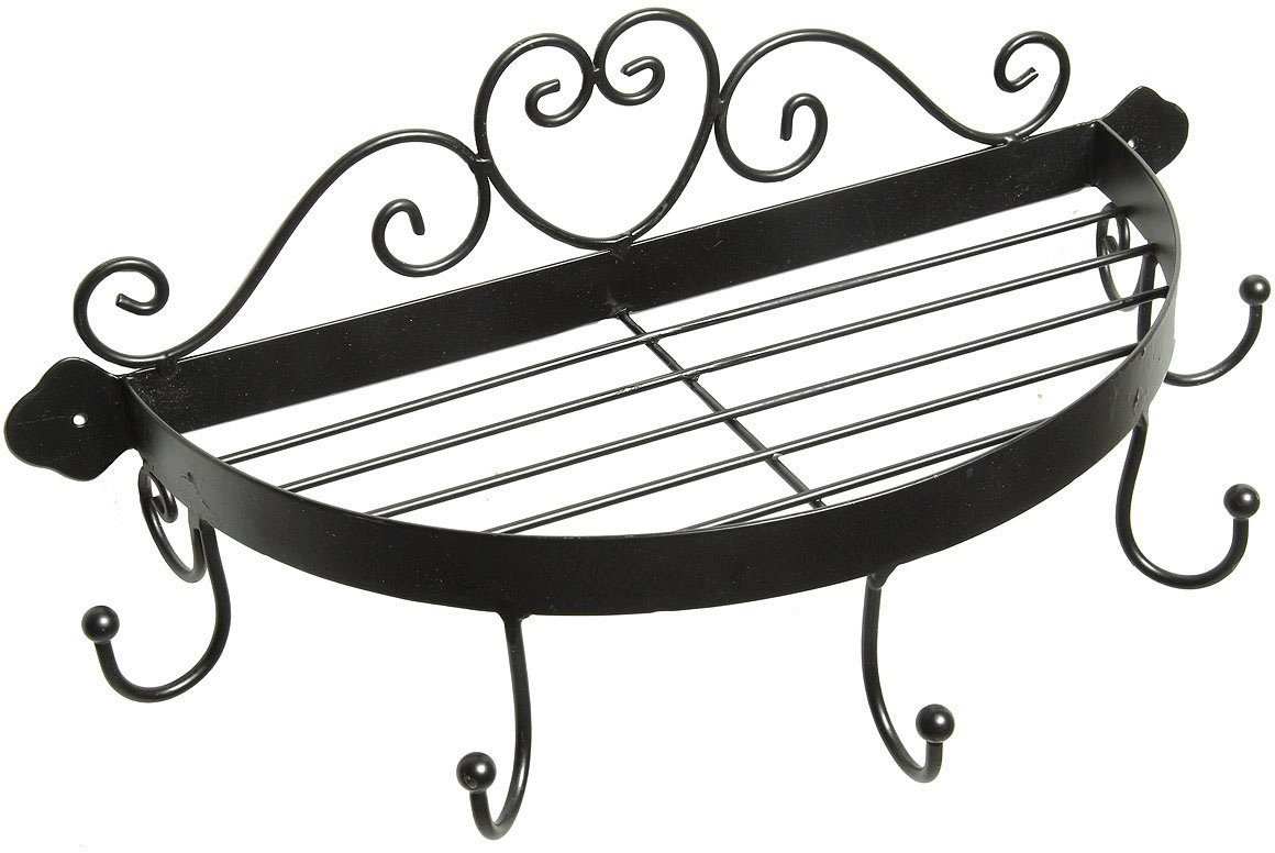 Ambiente Haus Wandregal Regal halbrund mit Haken in Schwarz, 1-tlg. günstig online kaufen