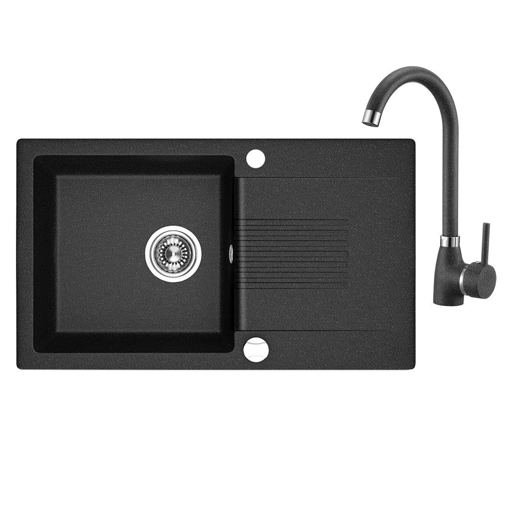 Küchenspüle Celia Set Einzelbecken Granitspüle und Spültischarmatur
