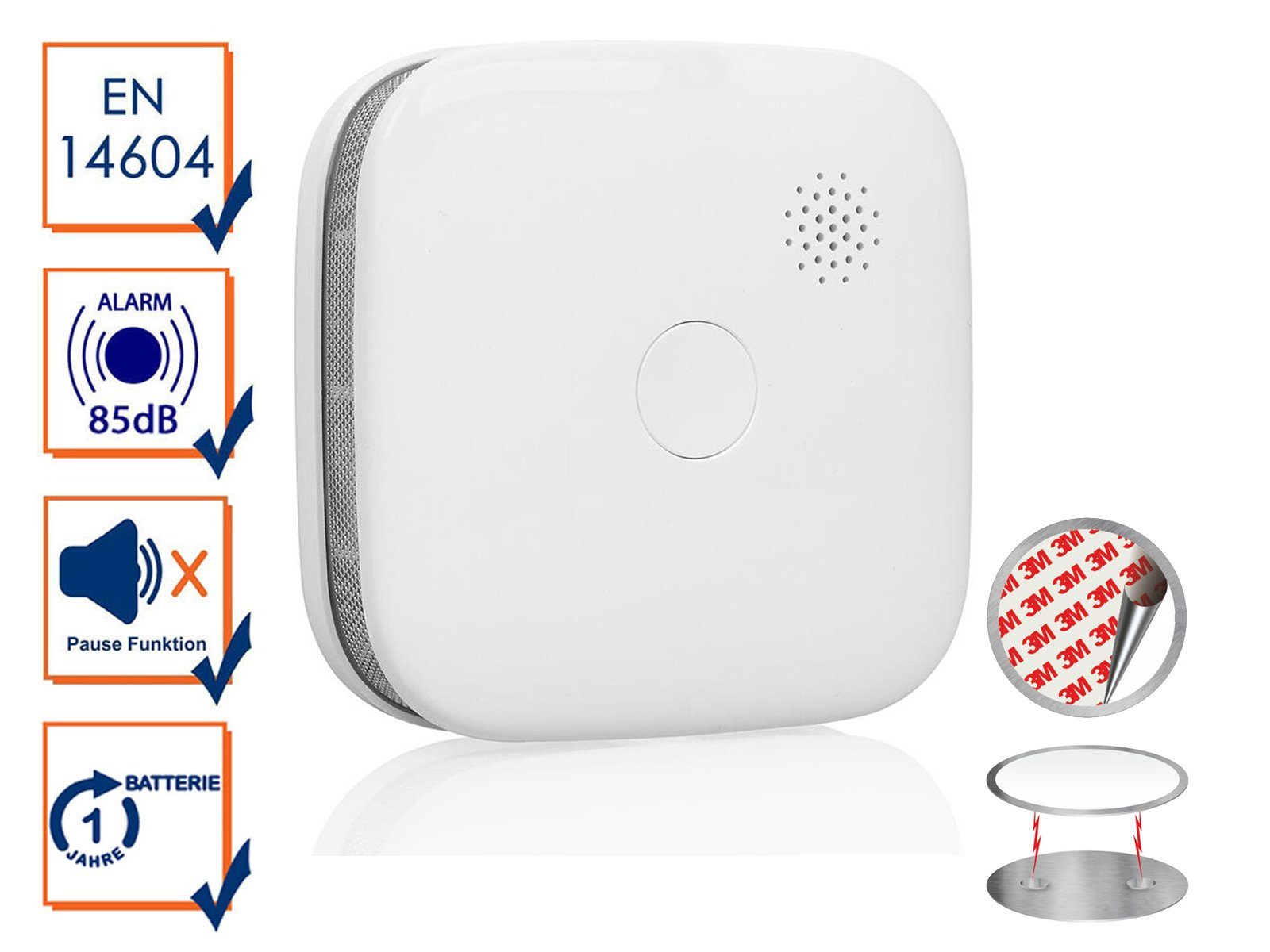 smartwares Rauchmelder (Set Brandmelder mit 1 Jahres Batterie WiFi mit App & Magnethalter)