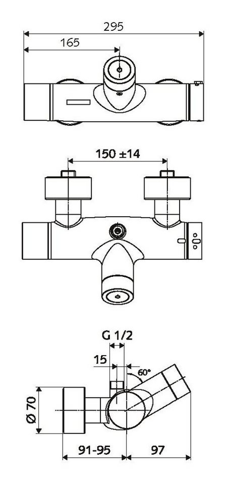 Thumbnail - Schell Brausethermostat Vitus Aufputz-Duscharmatur Batteriebetrieb CVD-Touch-Elektronik integr