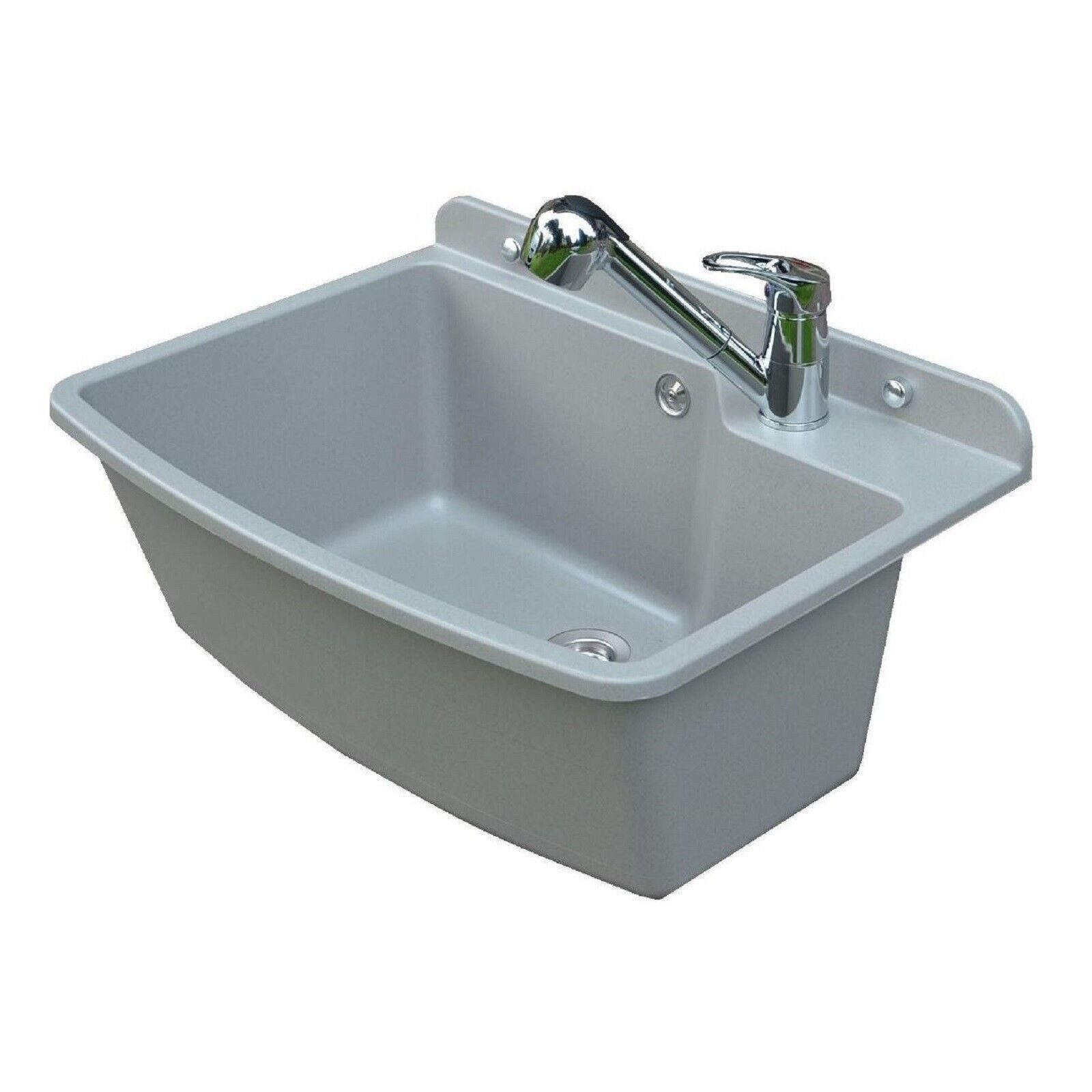 QLS Waschbecken, Ausgussbecken Spülbecken mit Armatur Draußen Grau 61x44x23 günstig online kaufen