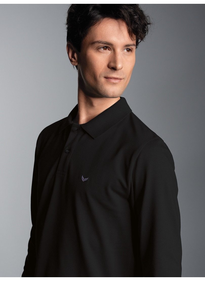 Trigema Poloshirt TRIGEMA Langarm Poloshirt mit Armbündchen (1-tlg)