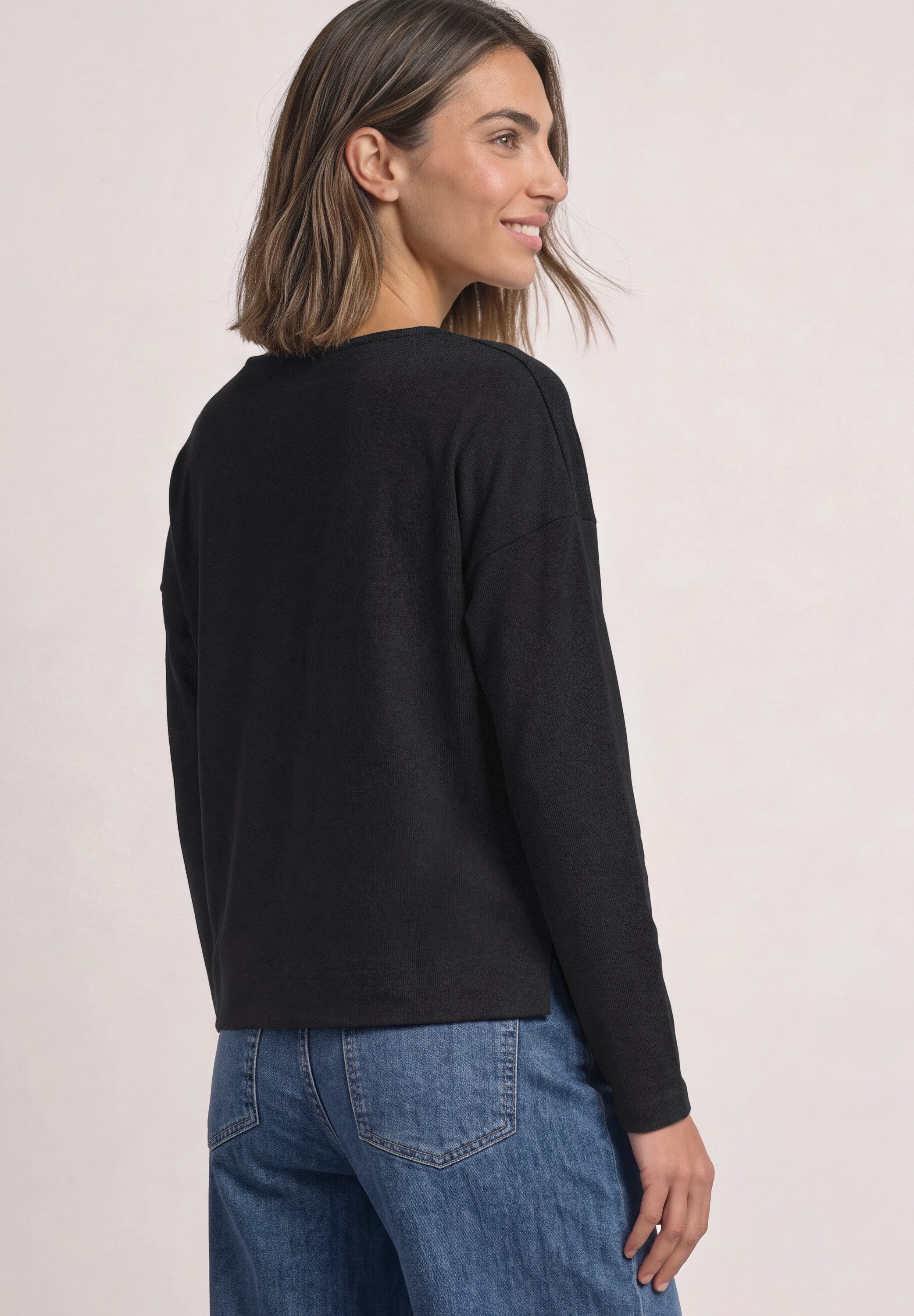 STREET ONE Langarmshirt aus softem Materialmix – Bild 2 von 5