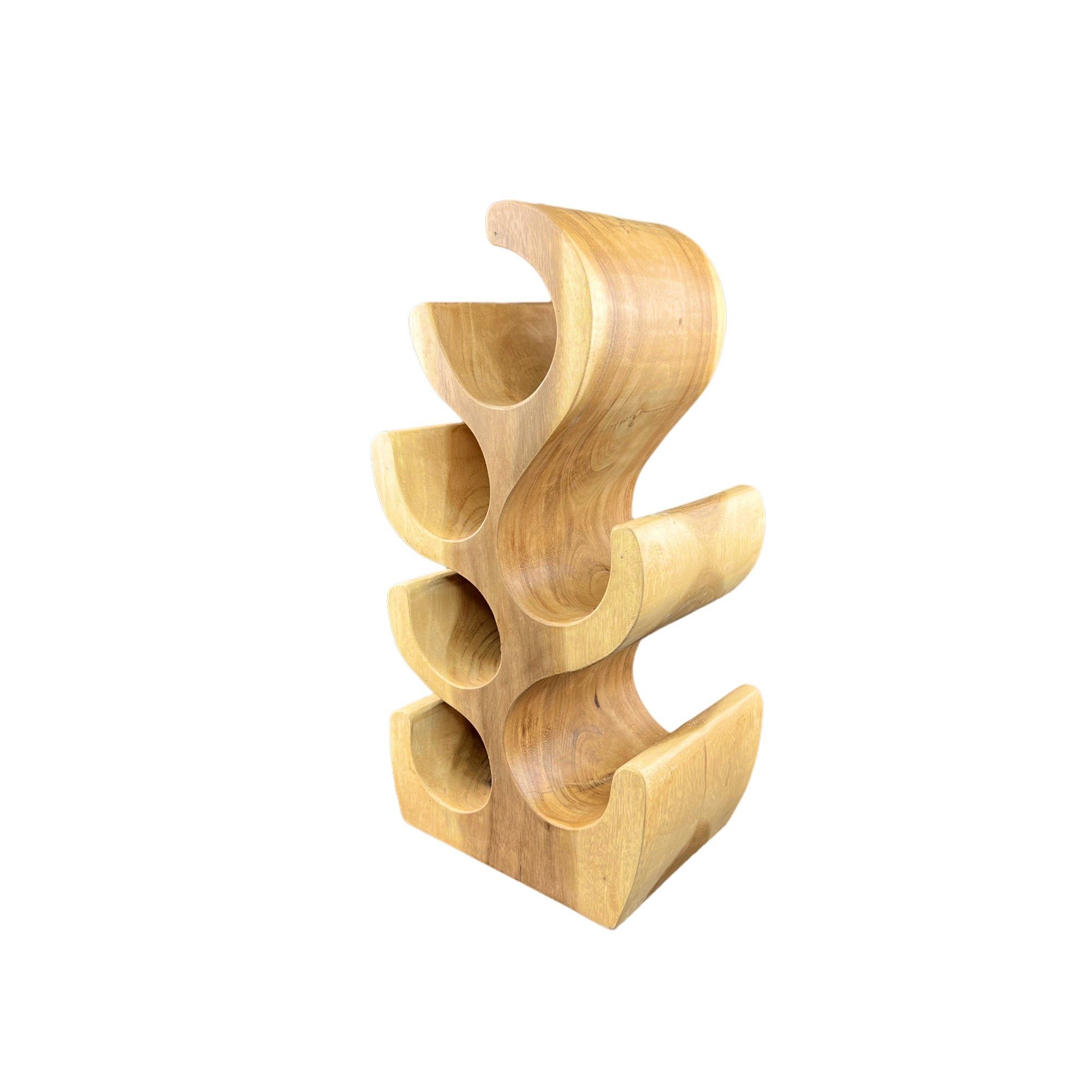 FaHome Weinregal Massiv Holz: Handgefertigter, Edler & Hochwertiger Weinhalter, (50/70/100x27x18) Natur – Bild 4 von 4