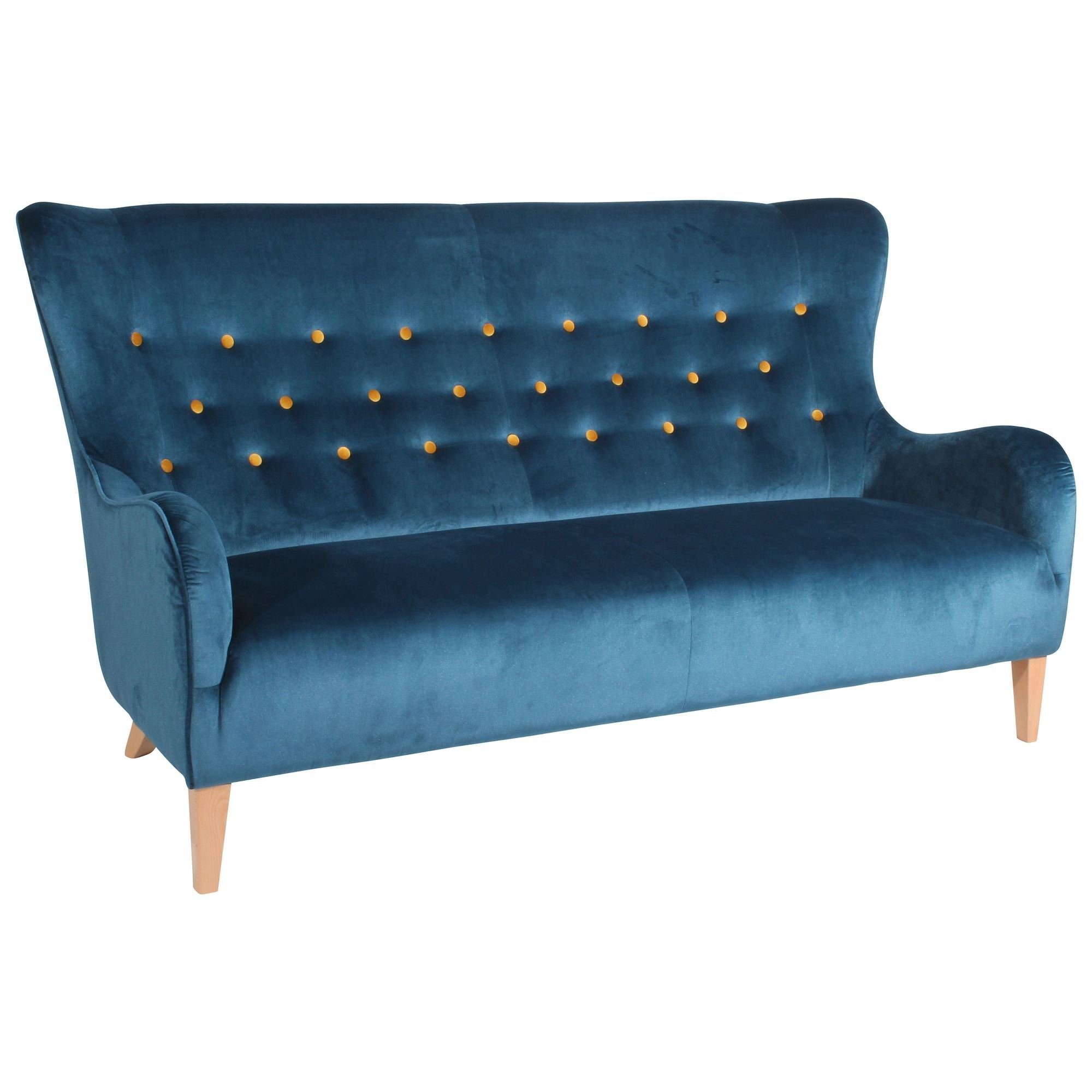 Karmen inkl. 1 Samtvelours Sofa Sparpreis hochwertig Sofa 58 2,5-Sitzer verarbeitet,bequemer Buche, Kessel Bezug Sitz Teile, Kostenlosem aufm Versand