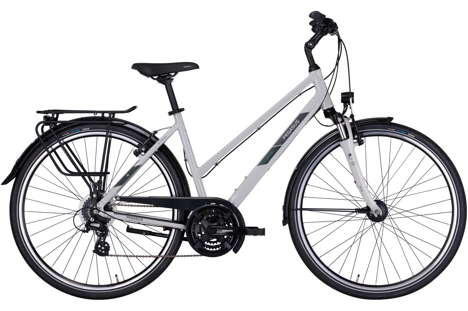 Pegasus Trekkingrad Pegasus Solero SL 24 Damen Trapez grau 2024/2025, 24 Gang Shimano Altus RD-M310, Kettenschaltung