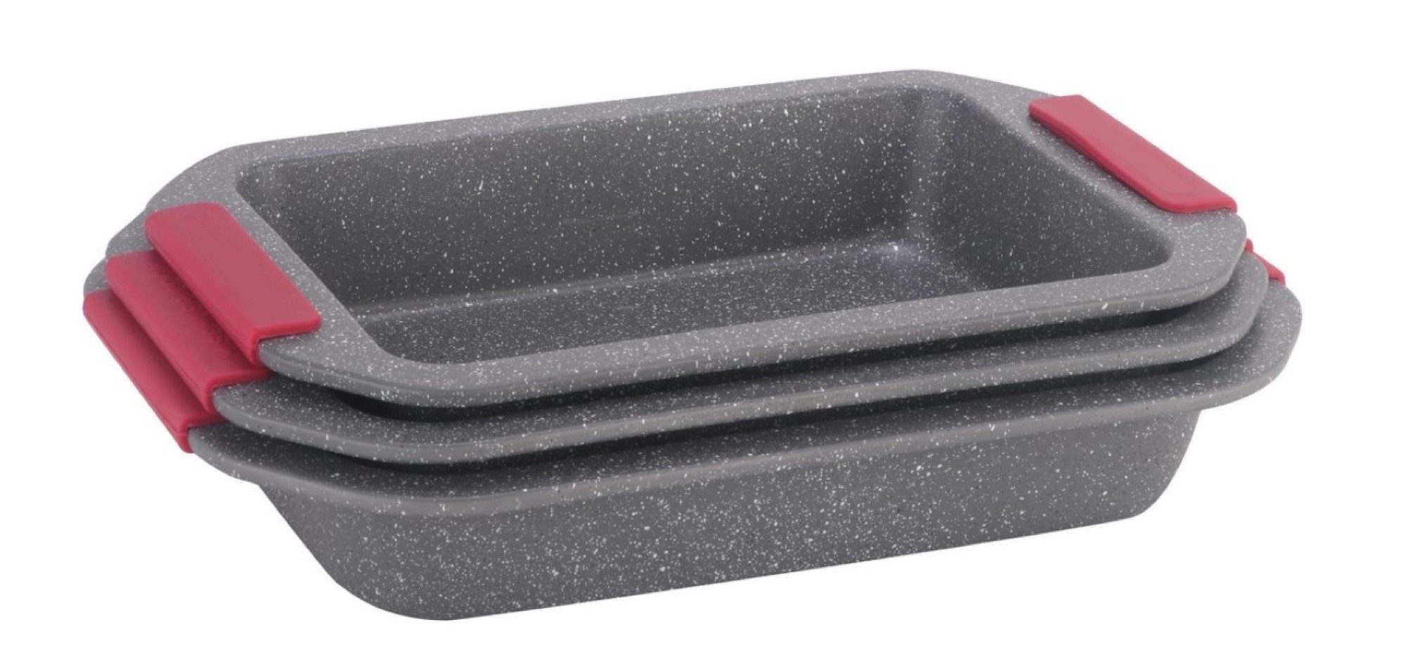 Cheffinger Backform 3-tlg. Back- und Auflaufform mit abnehmbaren Silikongriffen Anihaft, (3-tlg)