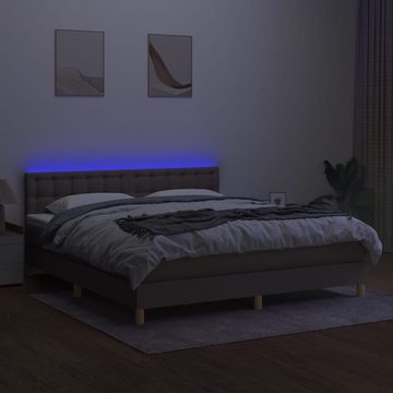 vidaXL Bettgestell Boxspringbett mit Matratze LED Taupe 160x200 cm Stoff Bett Bettgestel