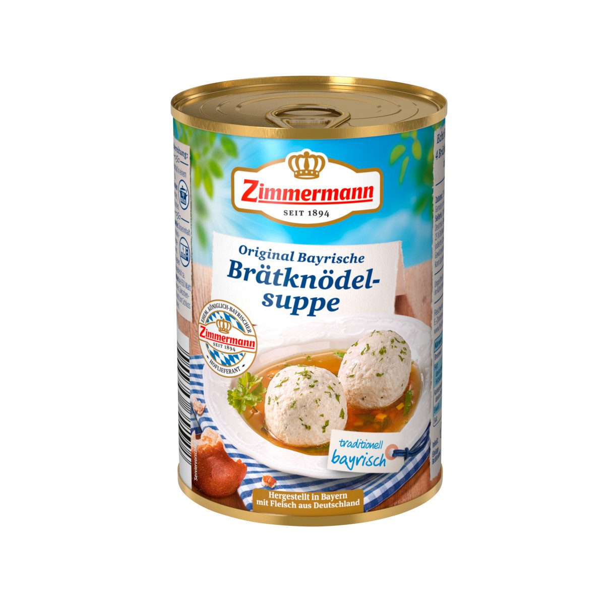 Zimmermann Wurstkonserve, Zimmermann Brätknödel Suppe Gemüsebrühe mit Bratknödeln 400ml