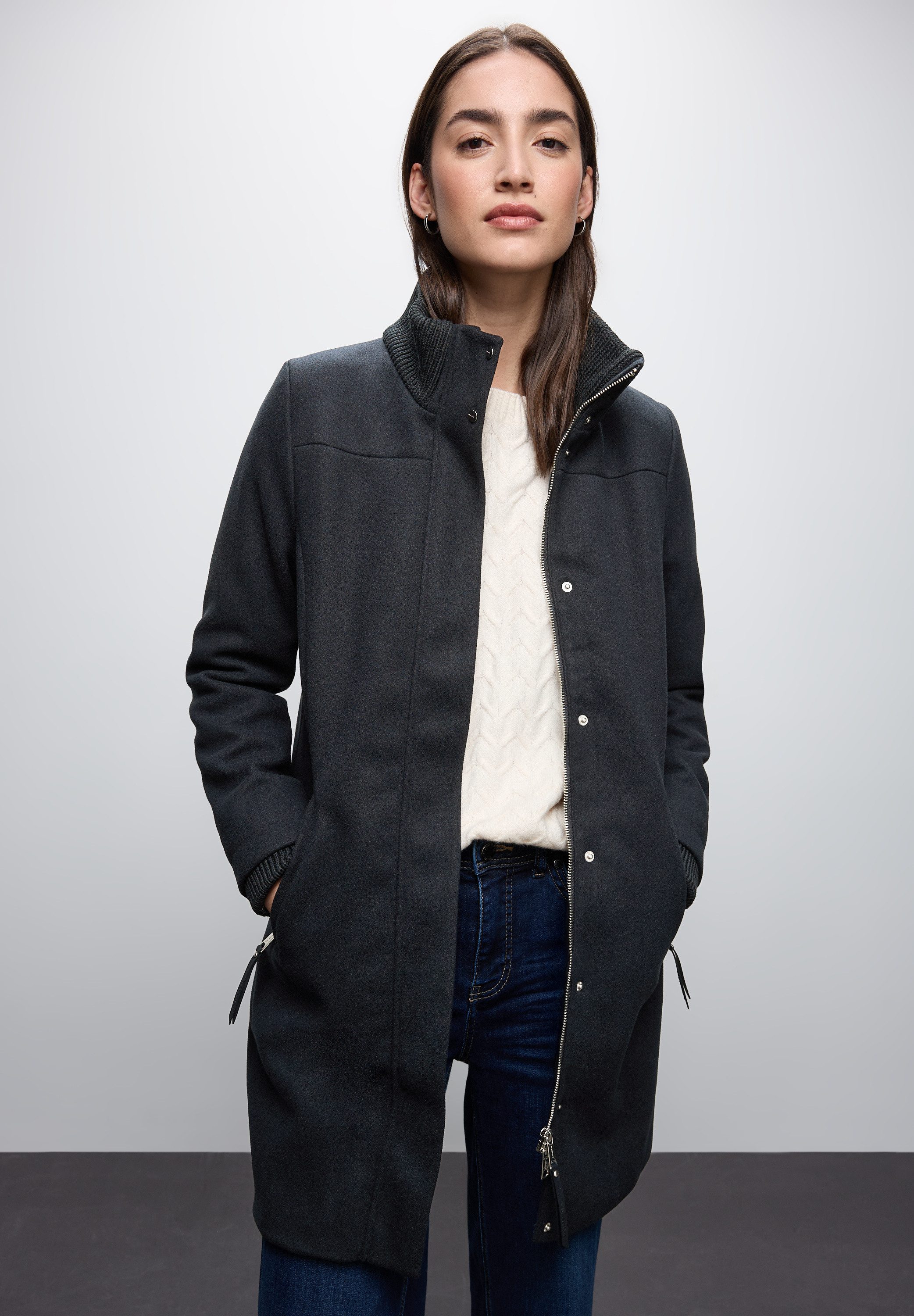 STREET ONE Wintermantel Stehkragen in Strickqualität, in Woll-Optik günstig online kaufen