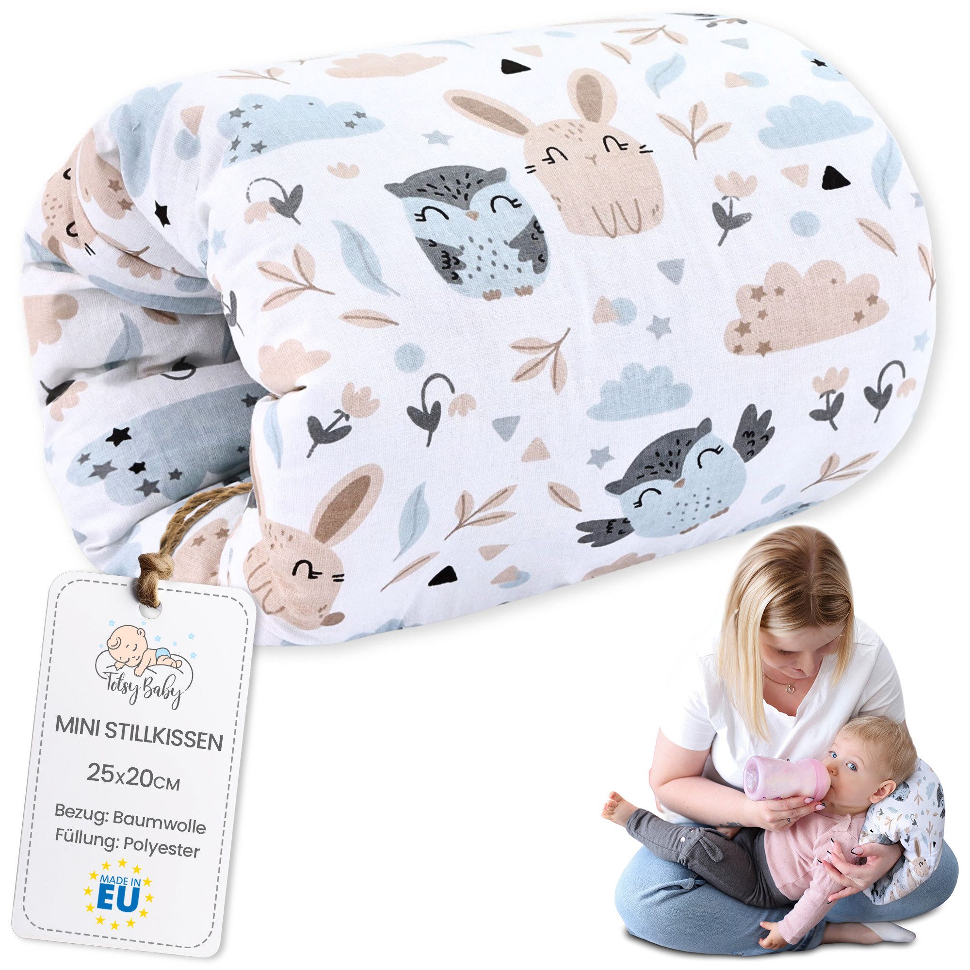 Totsy Baby Stillkissen klein Breastfeeding Nursing Pillow für unterwegs - Stillmuff Armkissen