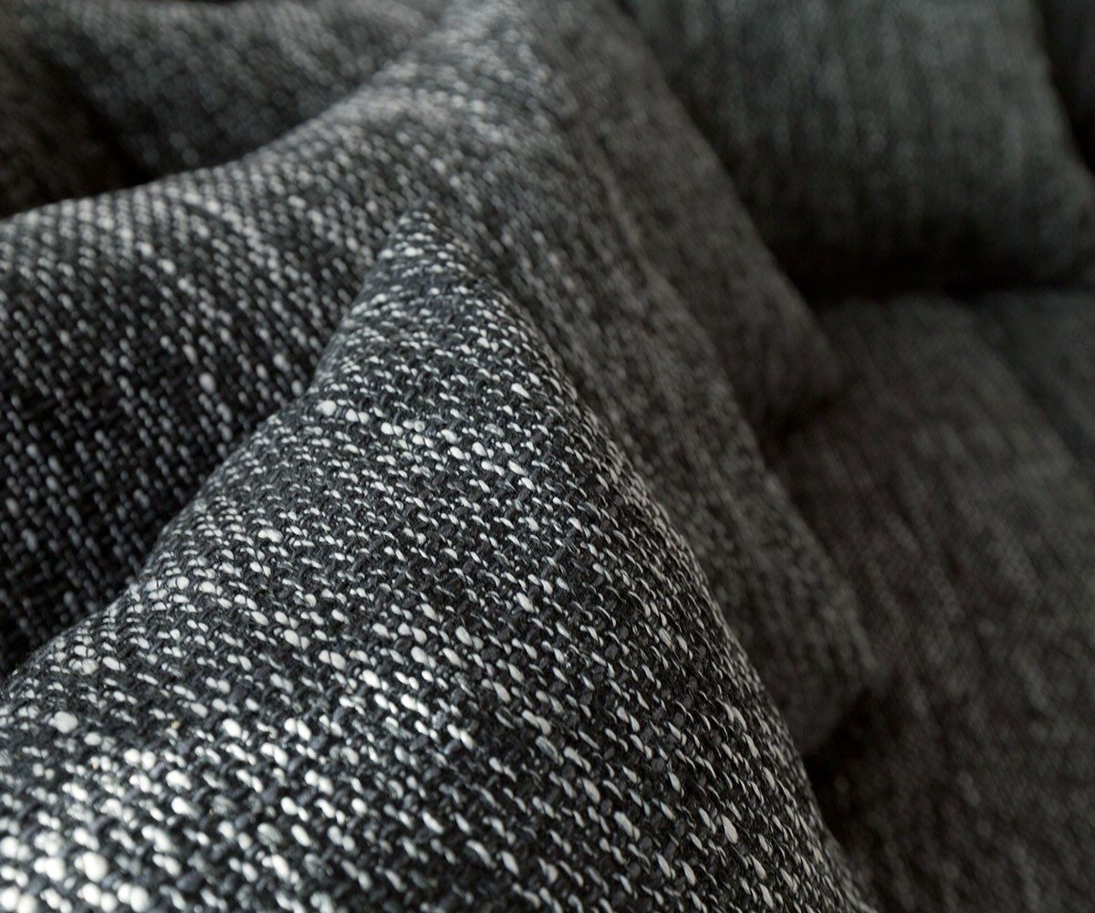 DELIFE Wohnlandschaft Clovis, XXL Weiss Schwarz mit Hocker u. Armlehne Ottomane Links