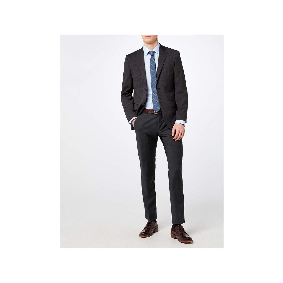 Angabe) bugatti keine (1-tlg., regular dunkel-grau Anzughose