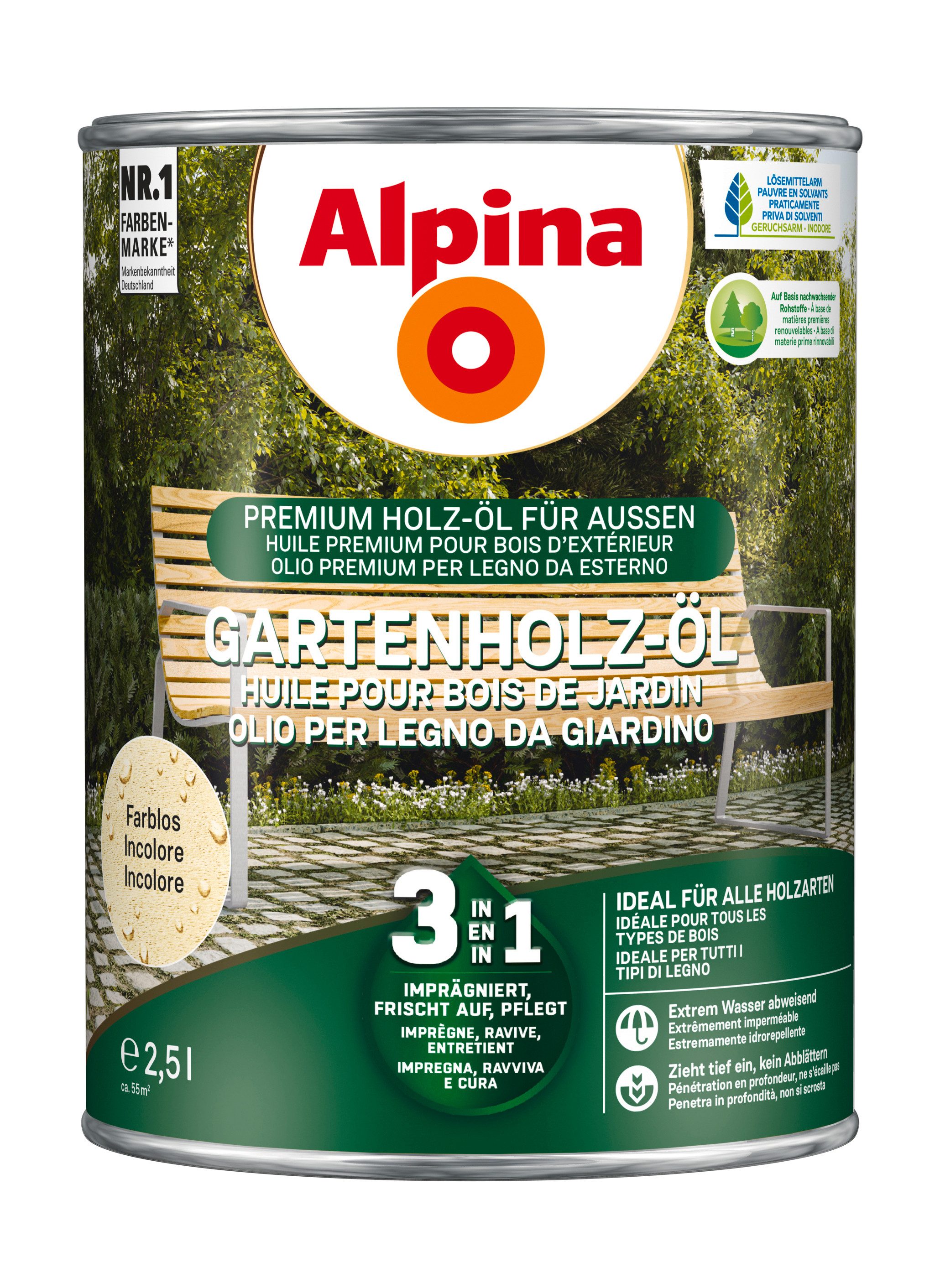 Holzöl Gartenholz-Öl 3in1 2,5 Liter