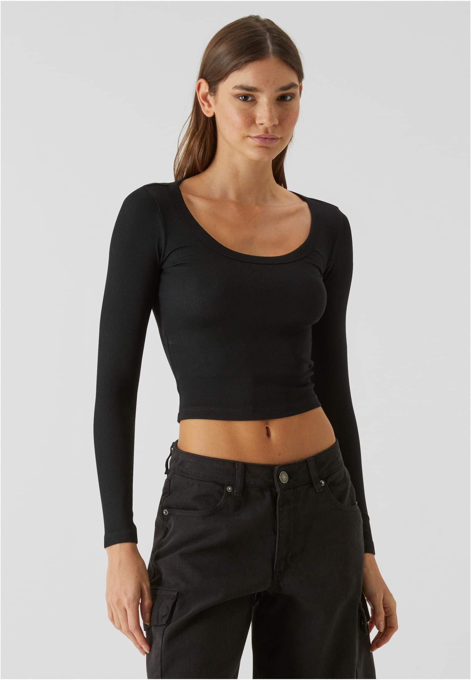 URBAN CLASSICS Tanktop Ladies Organic Rib Jersey Wide Neck Longsleeve Damen Top