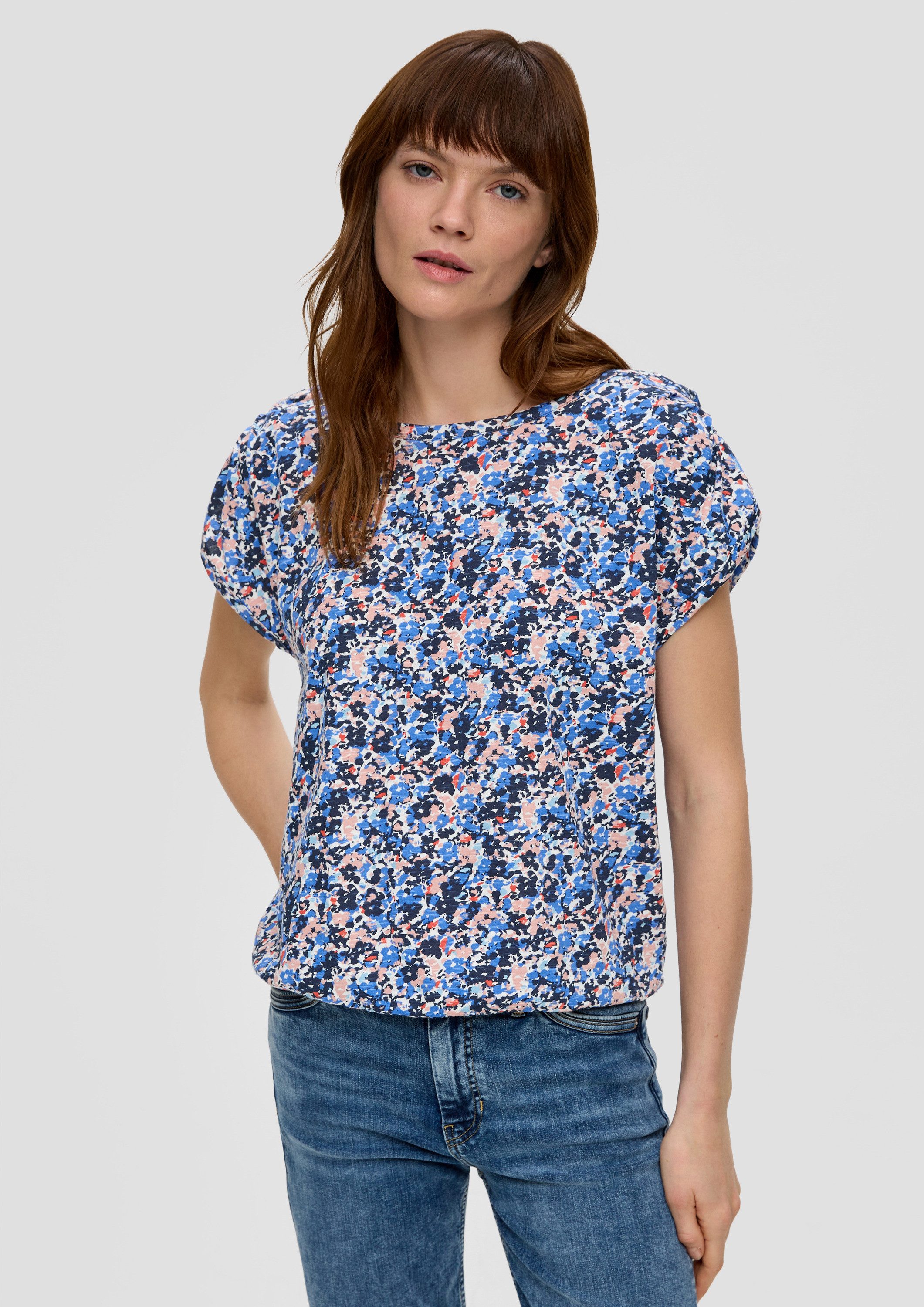 s.Oliver Kurzarmshirt T-Shirt T-Shirt mit gerafften Ärmeln günstig online kaufen