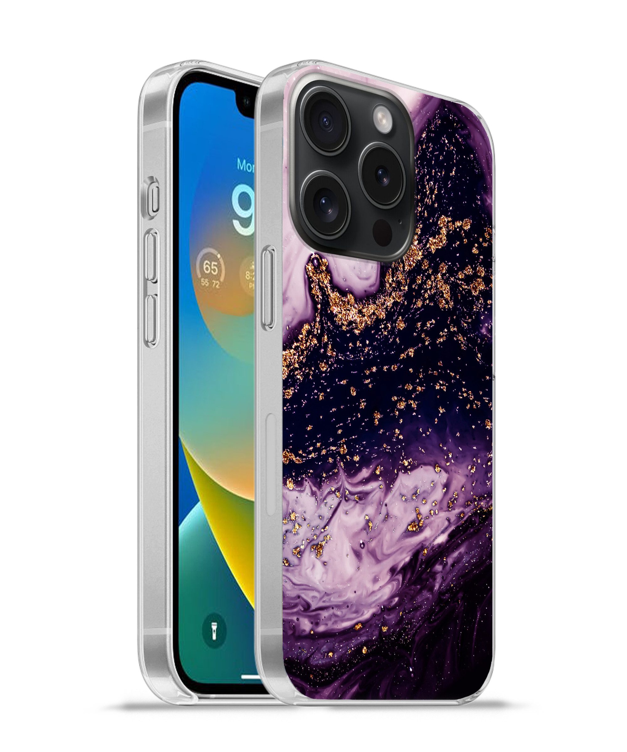MuchoWow Handyhülle für Apple iPhone 15 Pro Marmor - Gold - Naturstein, Smartphone-Bumper, Print, Handy Schutzhülle Dünn