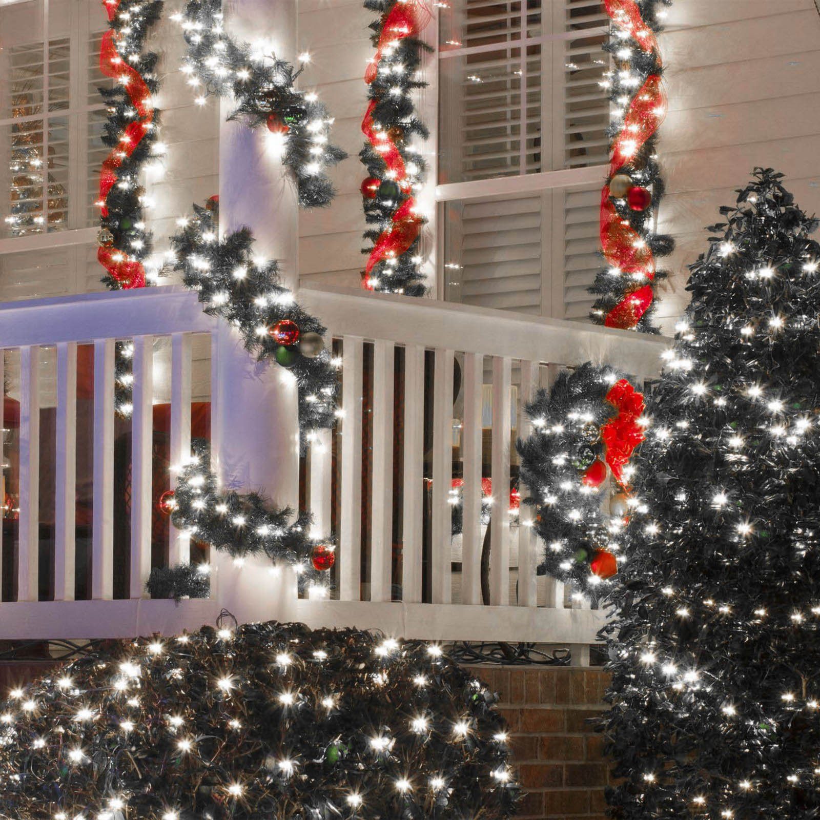 Rosnek LED-Lichterkette 50M, 240LEDs, 8 Modi, Speicherfunktion, für Weihnachtsbaum Garten Deko, wasserdicht, schwarzes Kabel, Spulenverpackung Weiß
