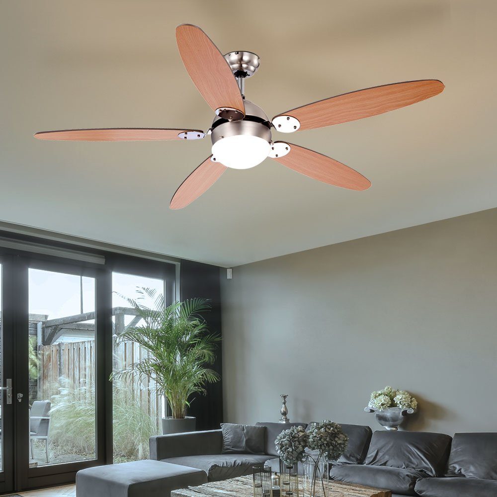 GLOBO LIGHTING Deckenventilator, Deckenventilator AZURA mit Zugschalter aus Metall und Nickel