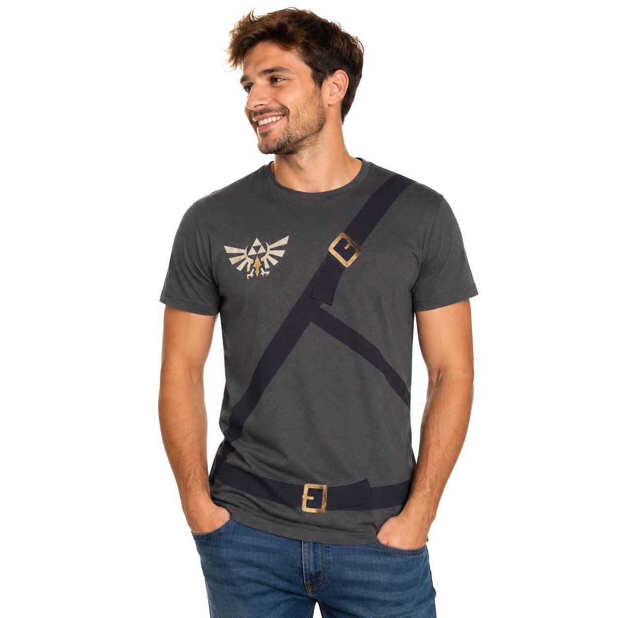 The Legend of Zelda Print-Shirt Zelda Herren T-Shirt Link Kostüm Olivgrün Offiziell Lizenziert ZELDA MERCH T-SHIRT TRIFORCE LOGO