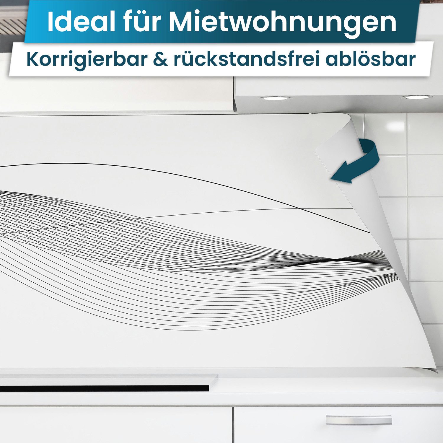 danario Küchenrückwand Folie selbstklebend - Matt - Spritzschutz Küche - versteift & robust