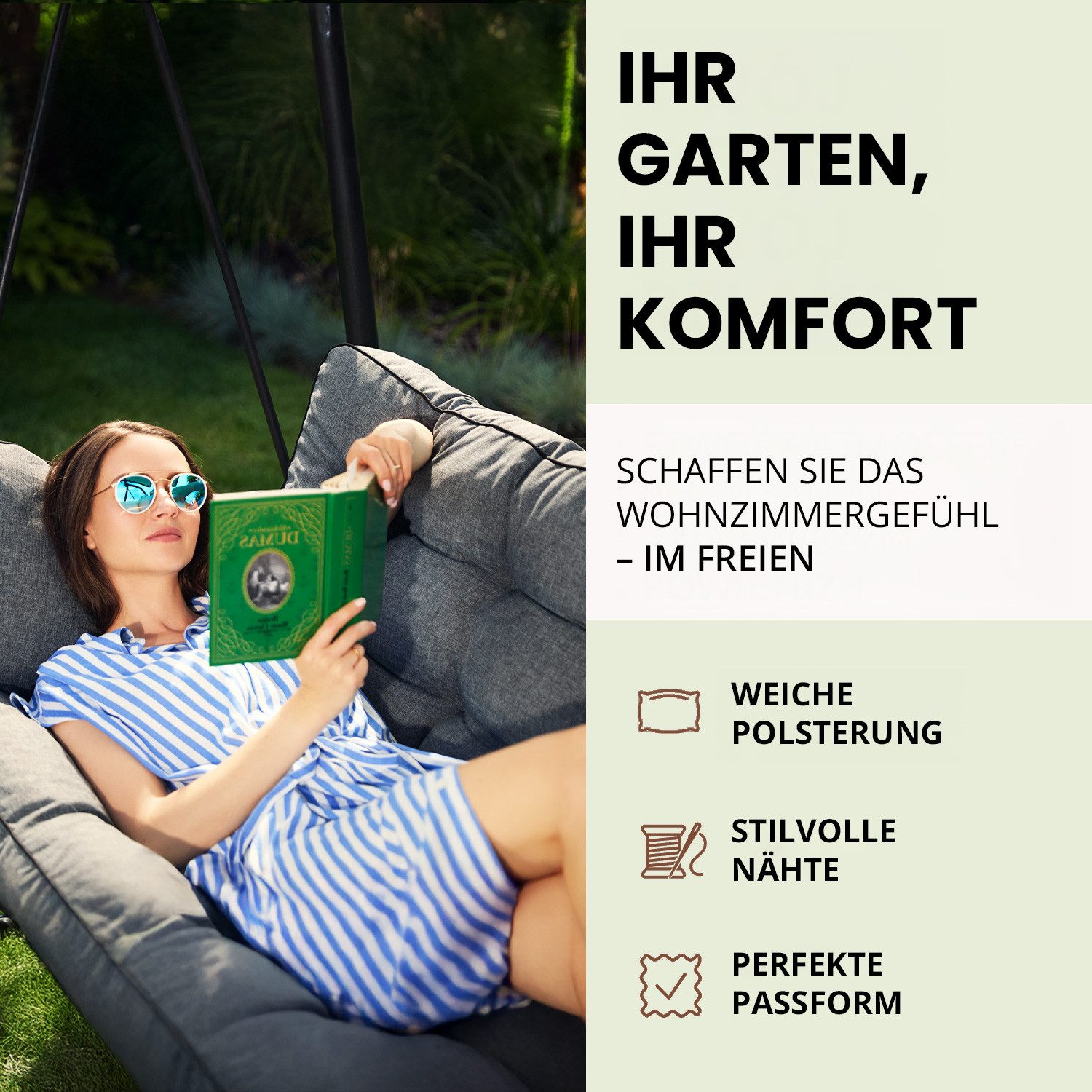 Bjird Bankauflage Pola 100 cm 120 cm 150 cm 180 cm, für Gartenbank und Holl günstig online kaufen