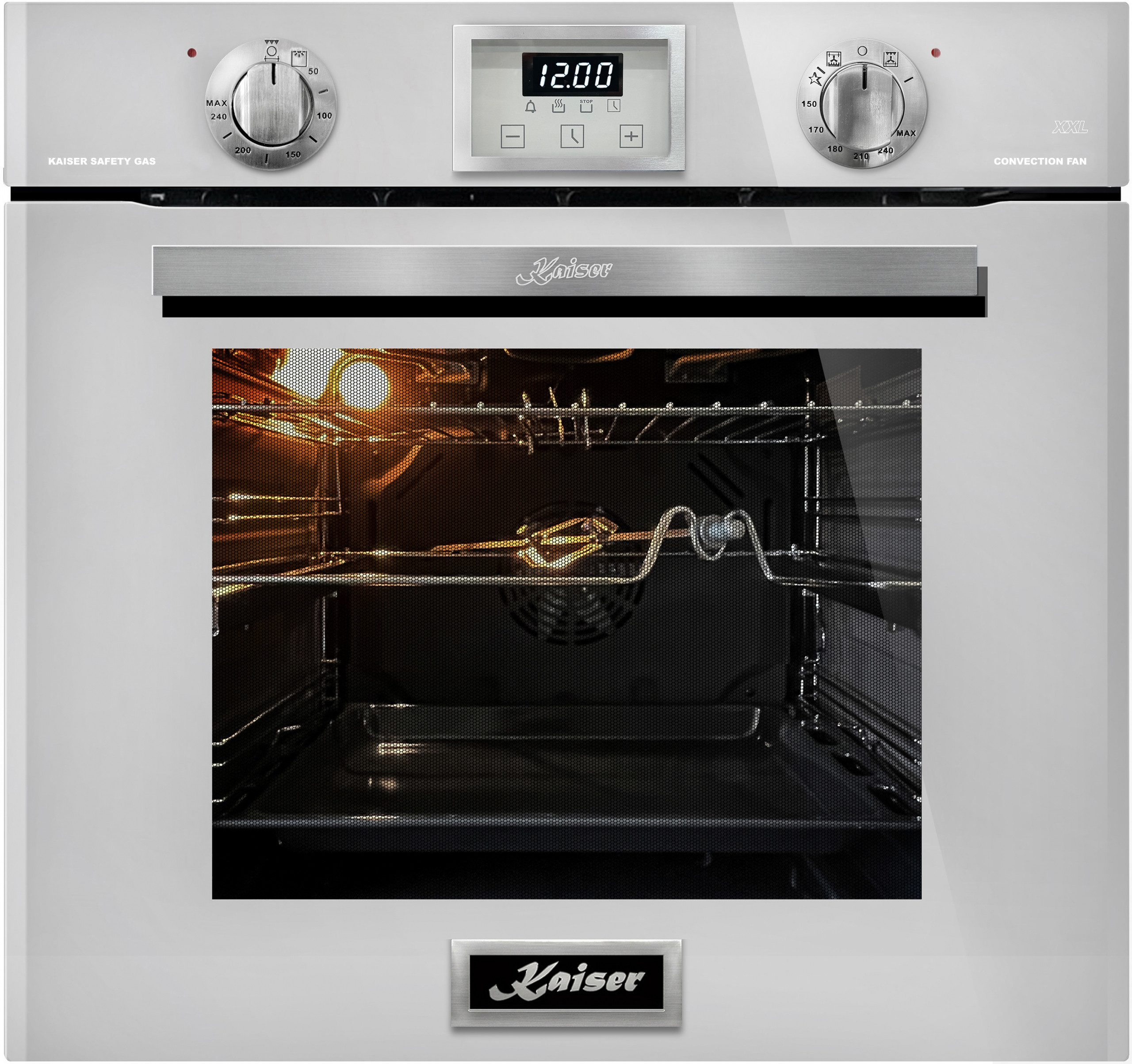 Kaiser Küchengeräte Backofen-Set EG 6374 W + KCG 6380 W......, mit 1-fach-Teleskopauszug, Einbau Gasbackofen 60cm in Weiß/Gas Backofen/Gas-Kochfeld 60 cm