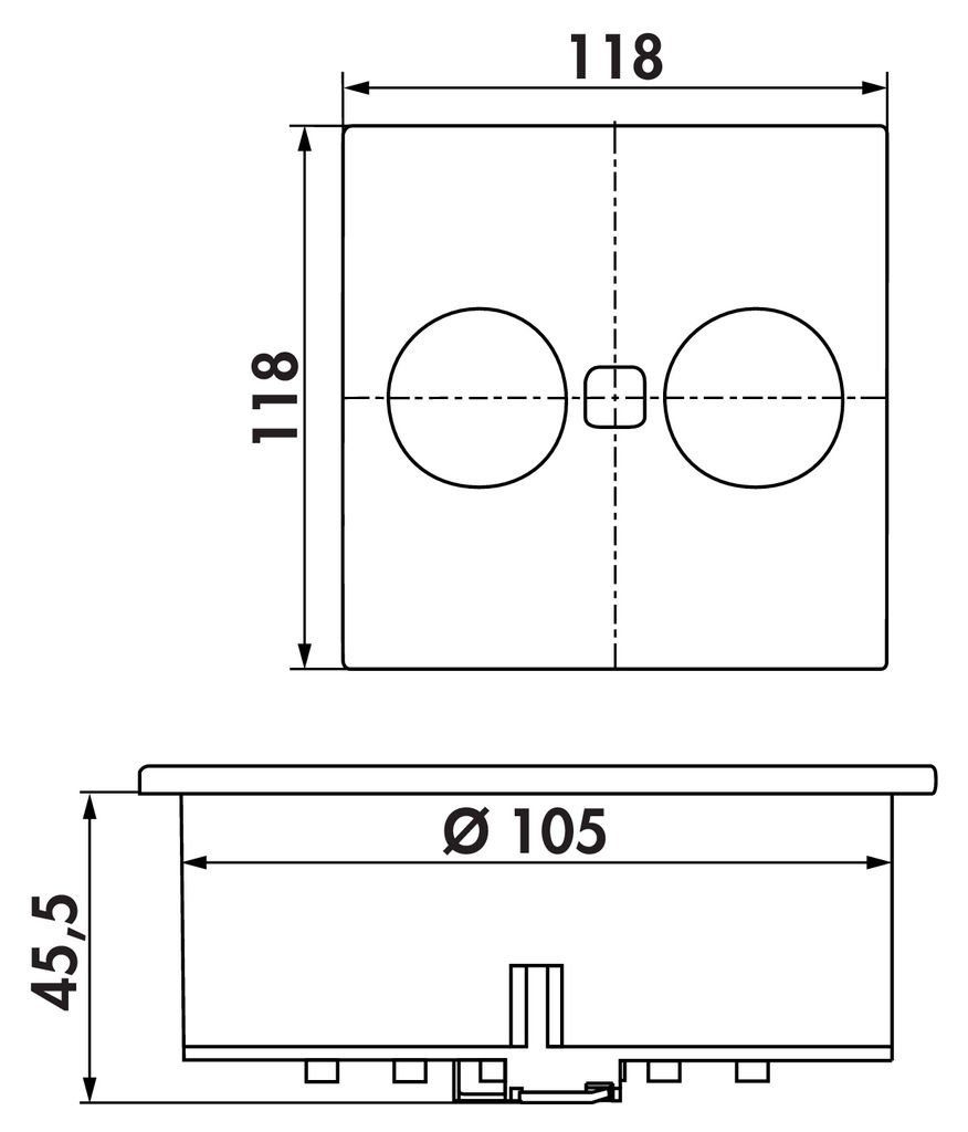 Steckdose elektrische Edelstahl mit HPF Schutzkontaktstecker, Einbau-Tischsteckdose in