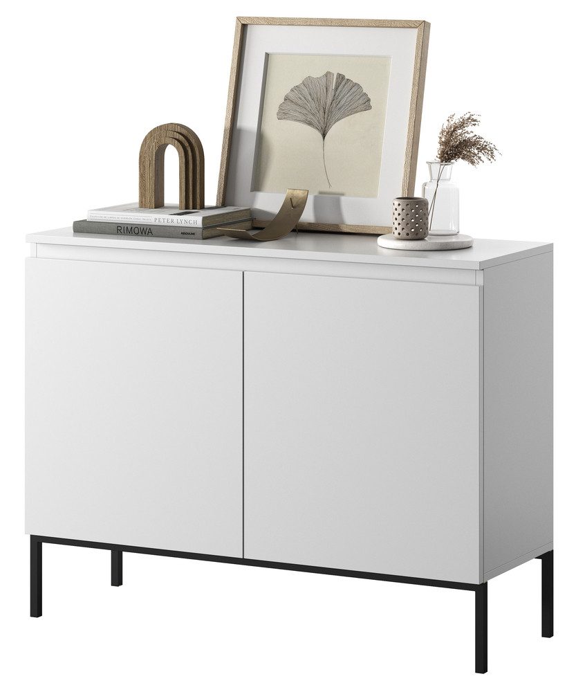 Selsey Sideboard BEMMI, 2-türig mit 4 Fächern, Metallgestell in Schwarz günstig online kaufen
