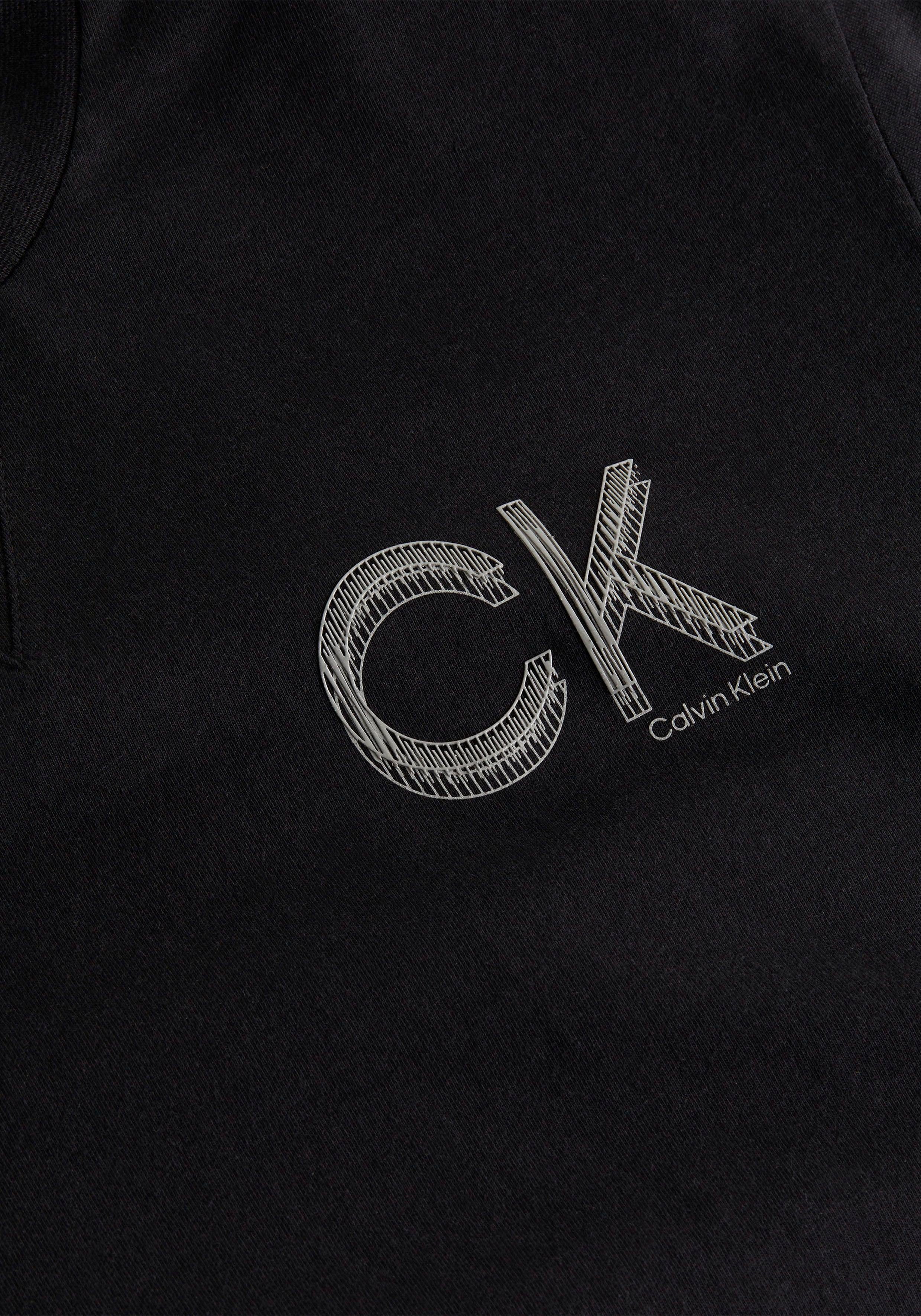 Logodruck CHEST Glanzeffekt gummiertem mit Calvin T-SHIRT dezentem Klein (1-tlg) T-Shirt STRIPED mit LOGO Black Ck