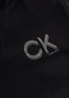 Calvin Klein T-Shirt STRIPED CHEST LOGO T-SHIRT (1-tlg) mit gummiertem Logodruck mit dezentem Glanzeffekt