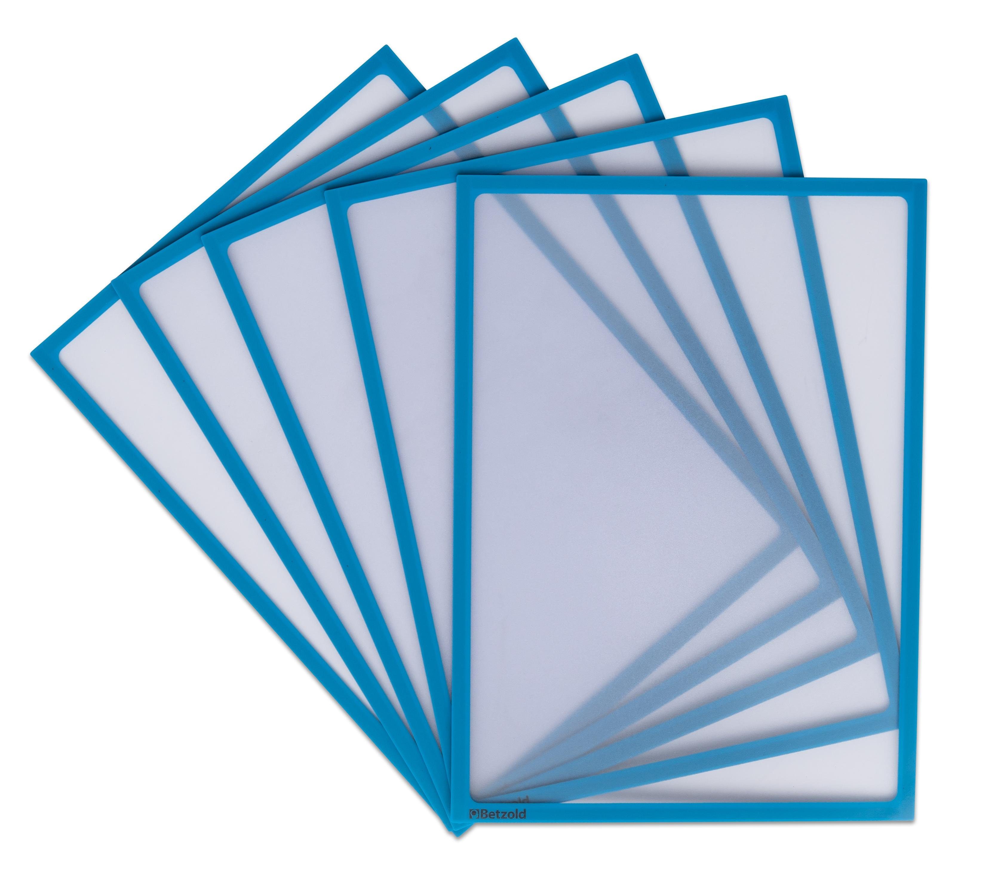 Betzold Dokumententasche Infotaschen magnet-haftend - DIN A4 Set blau Magnettasche 5er