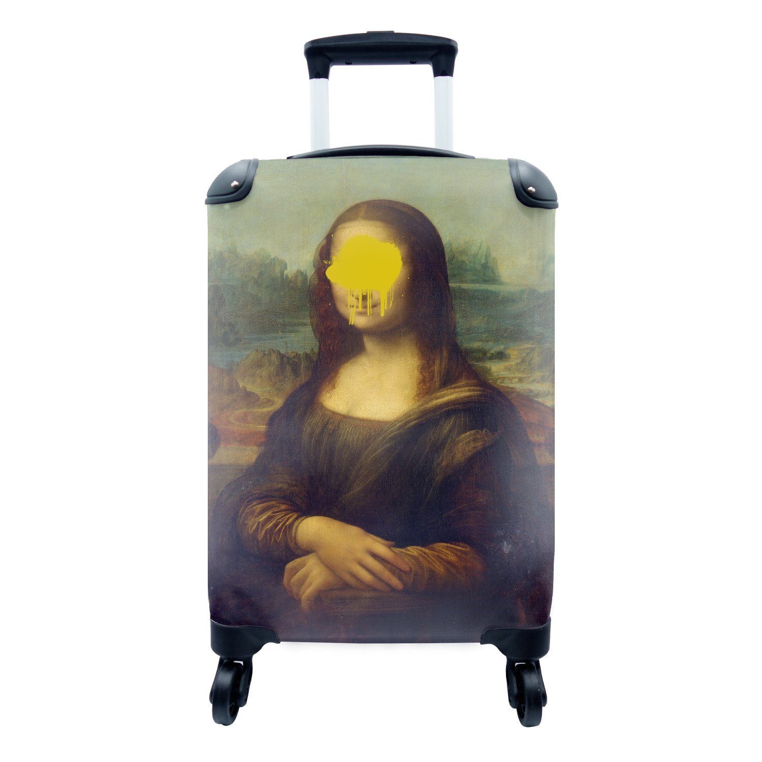 MuchoWow Handgepäckkoffer Mona Lisa - Leonardo da Vinci - Gelb, 4 Rollen, Reisetasche mit rollen, Handgepäck für Ferien, Trolley, Reisekoffer