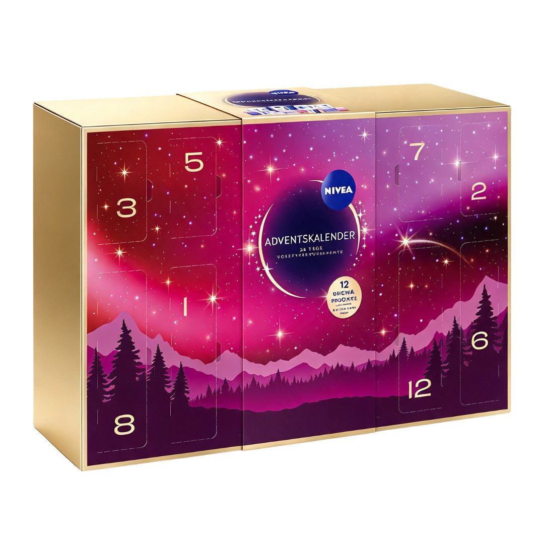Nivea Adventskalender 2026 Beauty Frauen & Mädchen Kosmetik Weihnachtskalender (Set, 24-tlg), 24 Pflege Produkte Advent Kalender Damen Frau Verwöhnmomente