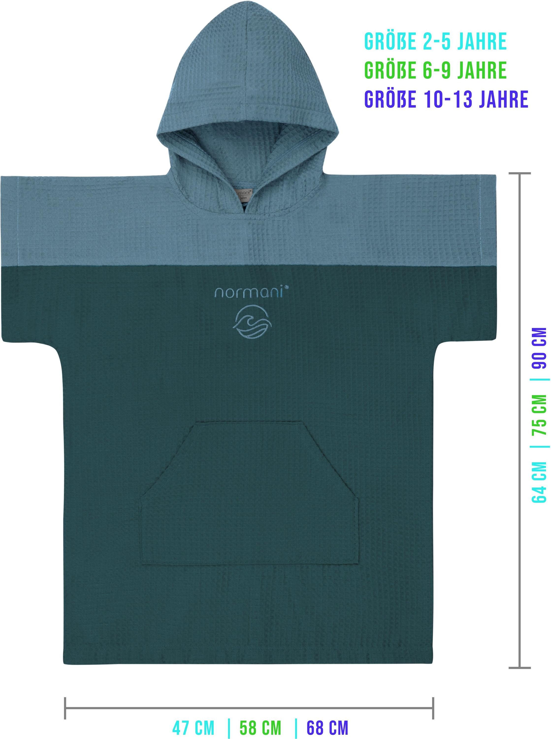 normani Badeponcho Kinder Badeponcho Baku, Langform, Viskose, atmungsaktiv, schnelltrocknend, Schlupf, Badeponcho für Kinder aus 100 % Bambusviskose – Bild 4 von 5