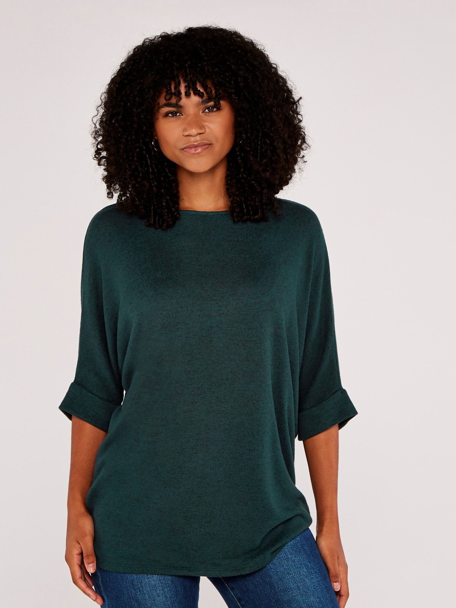 Apricot Rundhalsshirt Longshirt, (1-tlg) mit Fledermausärmeln günstig online kaufen