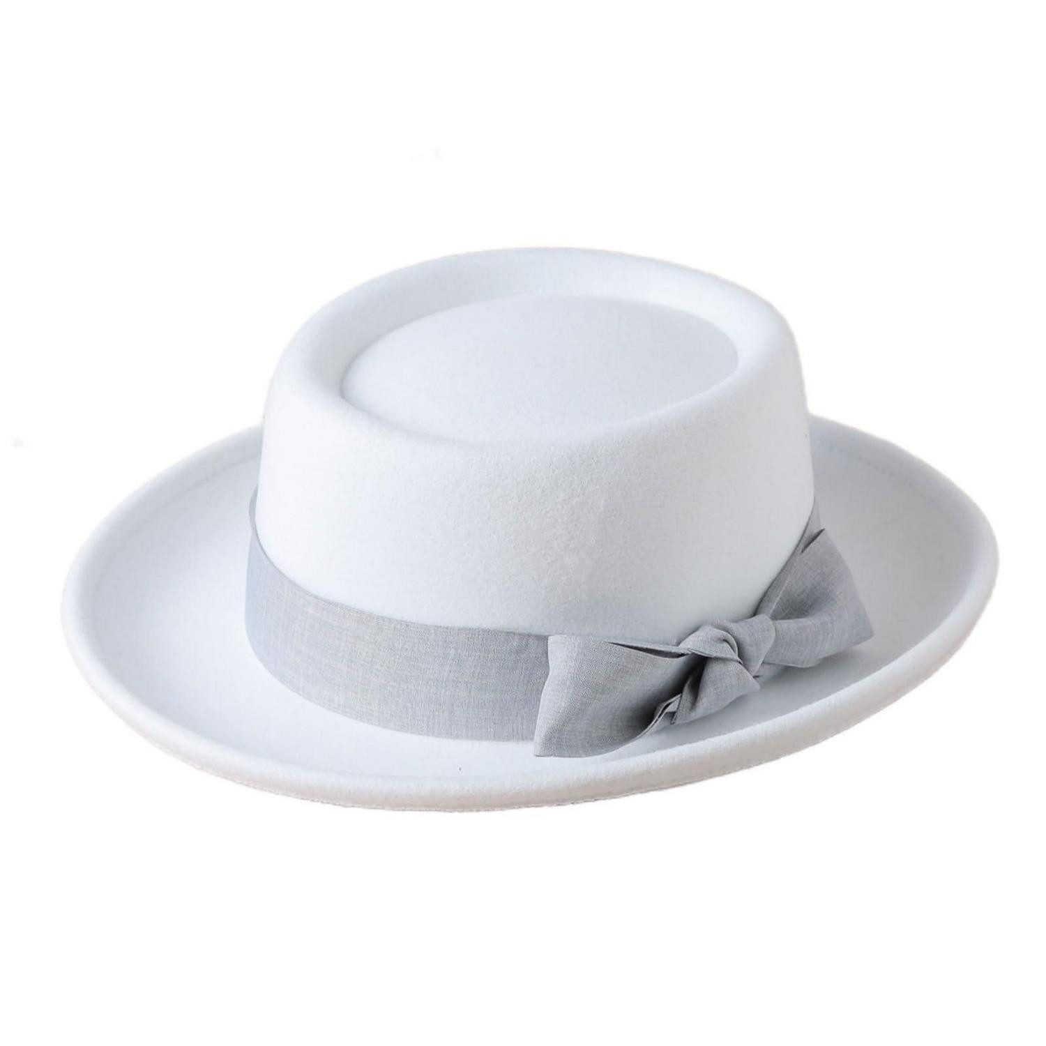 LuxusKollektion Fedora Fedora Hut Damen Herren Pork Pie Filzhut Hochzeit Einheitsgröße Weiß