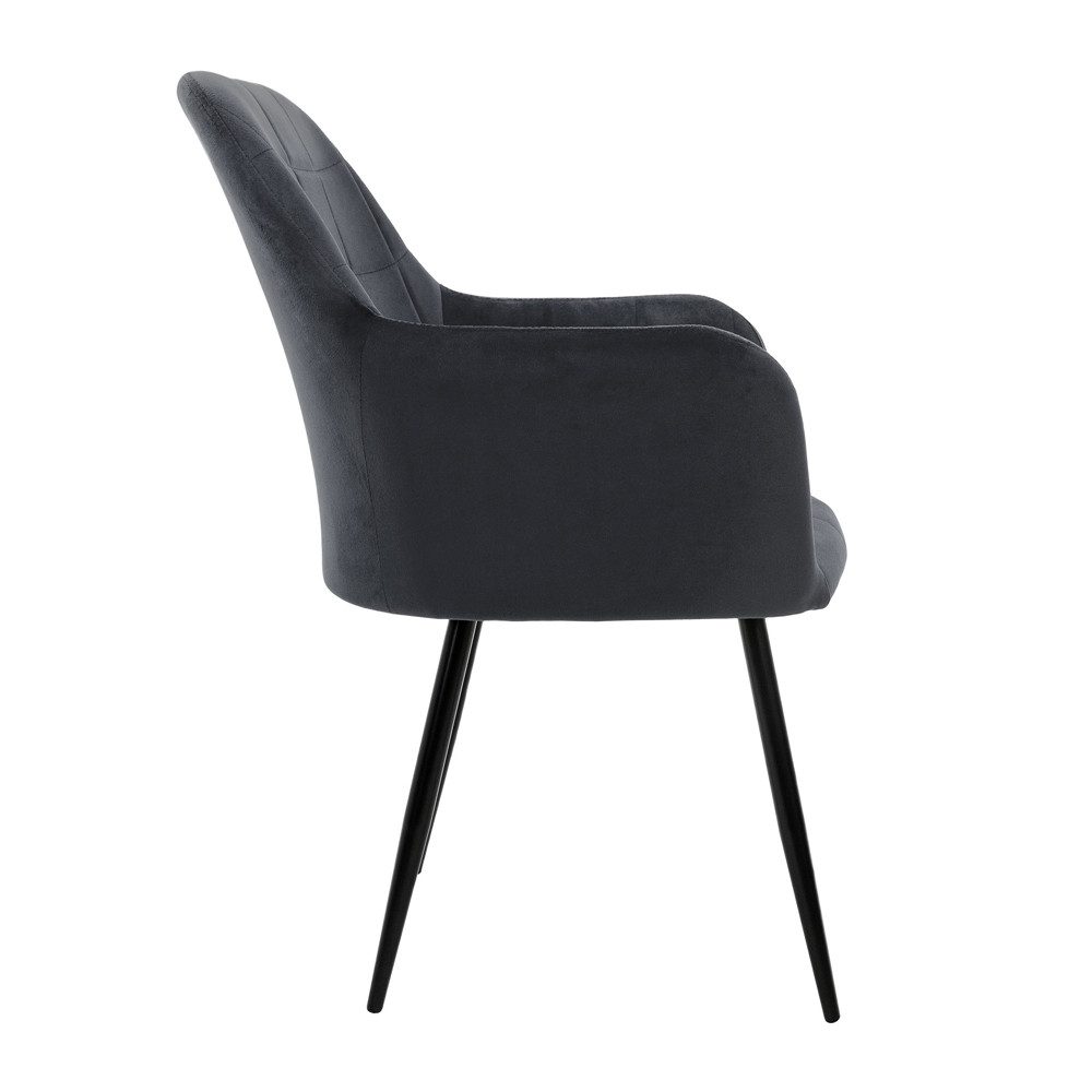 ML-DESIGN Stuhl Esszimmerstuhl ergonomisch & gepolstert, Esstischstuhl mit Rückenlehne (4 St), Wohnzimmerstuhl Dunkelgrau Samtbezug Küchenstuhl Polsterstuhl – Bild 3 von 5
