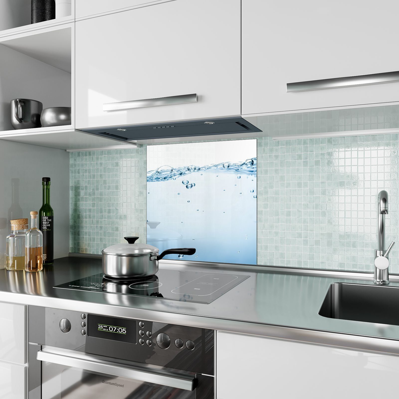 Primedeco Küchenrückwand mit Glas Küchenrückwand Motiv Spritzschutz Wasserblasen