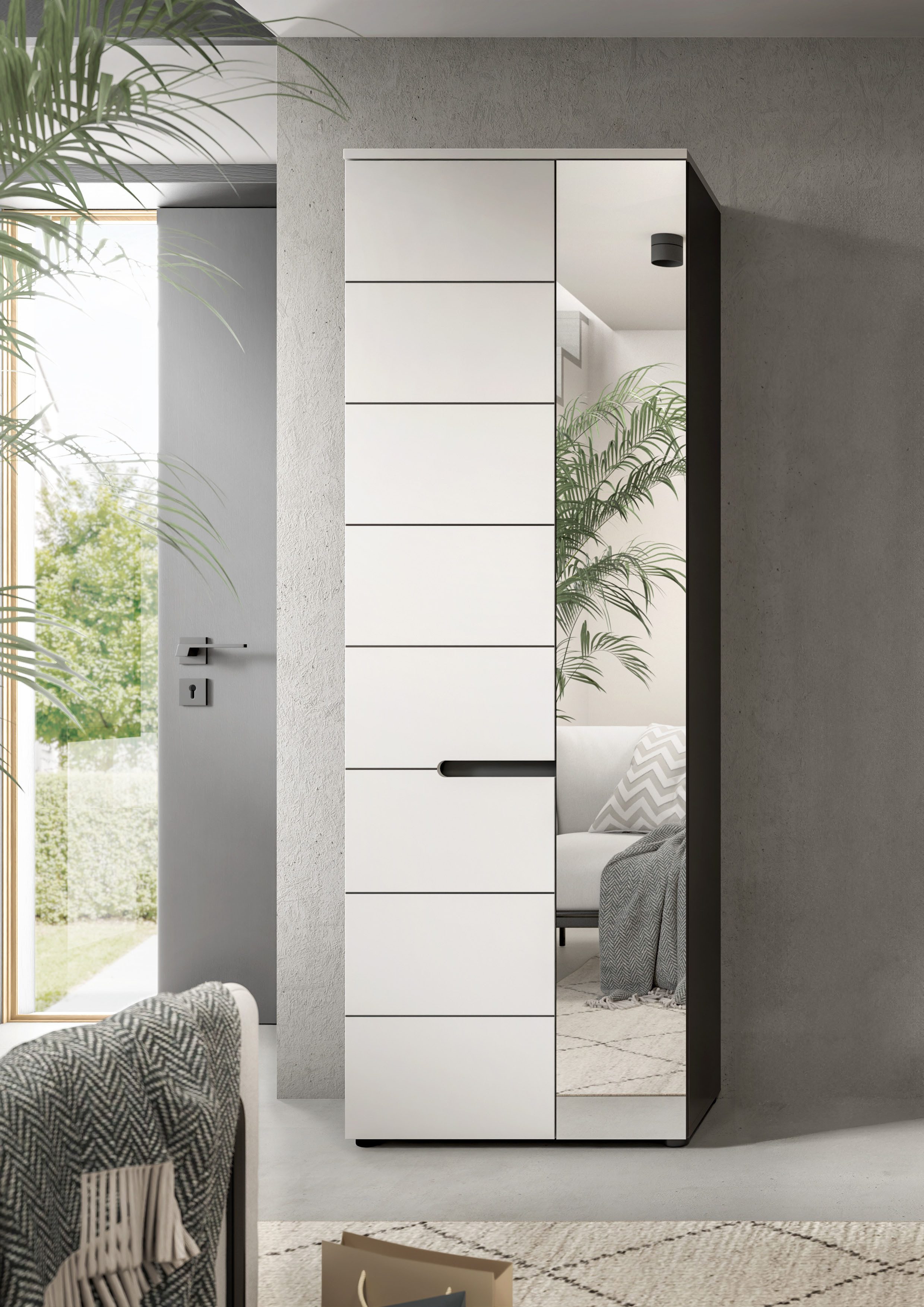 INOSIGN Garderobenschrank REHAT, TOPSELLER!, Höhe 190cm, 2 Türen, 6 Fächer, 1 Kleiderstange (1-St., in verschiedenen Farben erhältlich) Garderobe, Flurschrank, Dielenschrank, Kleiderschrank, Garderobenmöbel