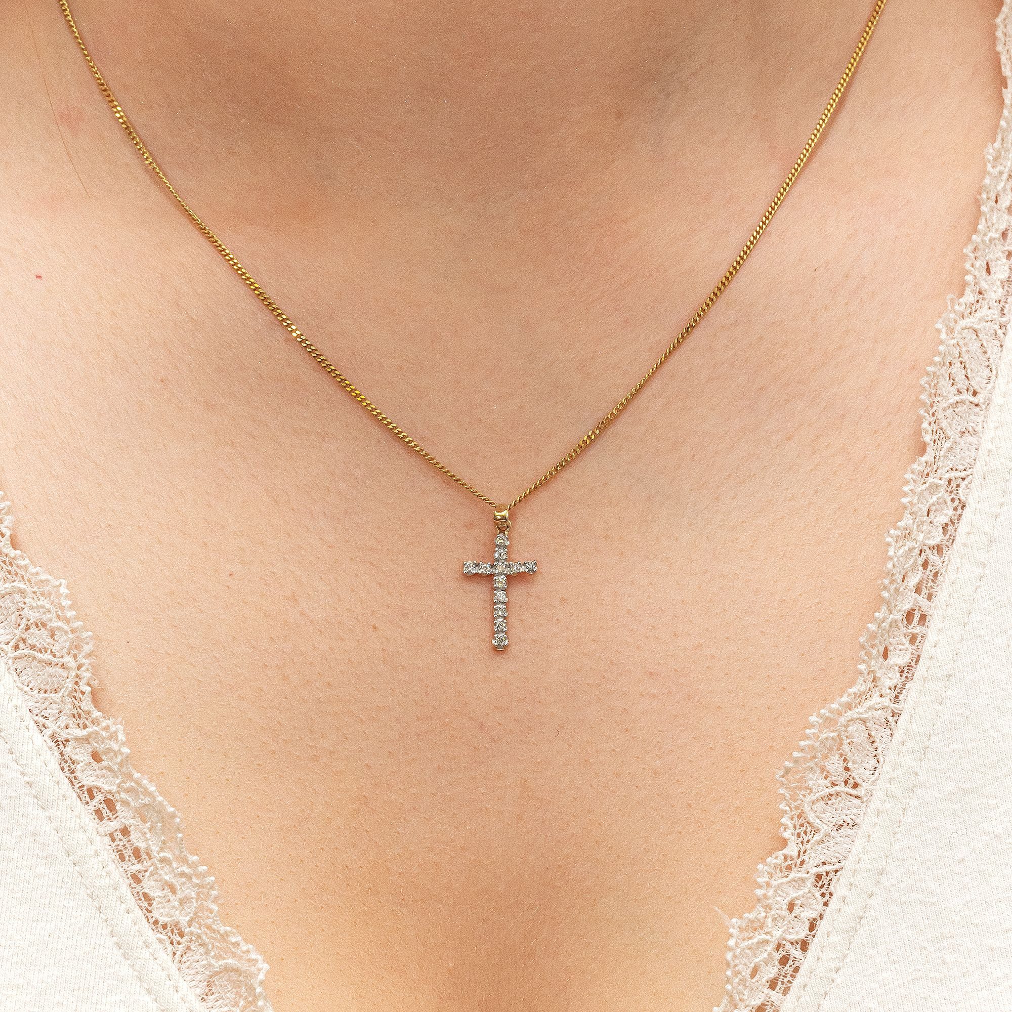 Diamonds by Ellen K. Kette mit Anhänger Gold 585 Kreuz mit 12x Diamant zus. 0,12ct.