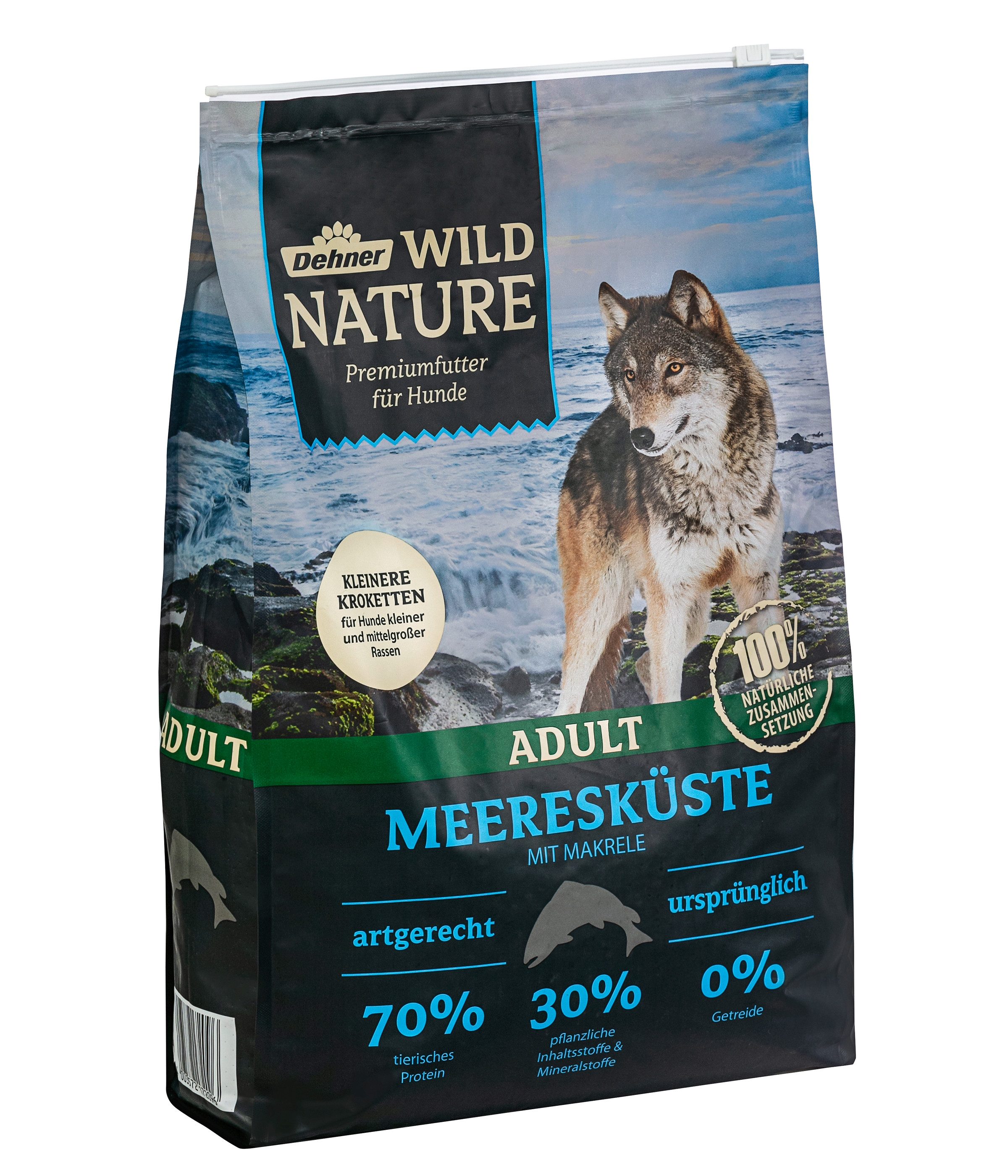 Dehner Wild Nature Hundefutter Meeresküste, Makrele Makrele, Trockenfutter für: Hunde, getreidefreies Trockenfutter für ausgewachsene Hunde