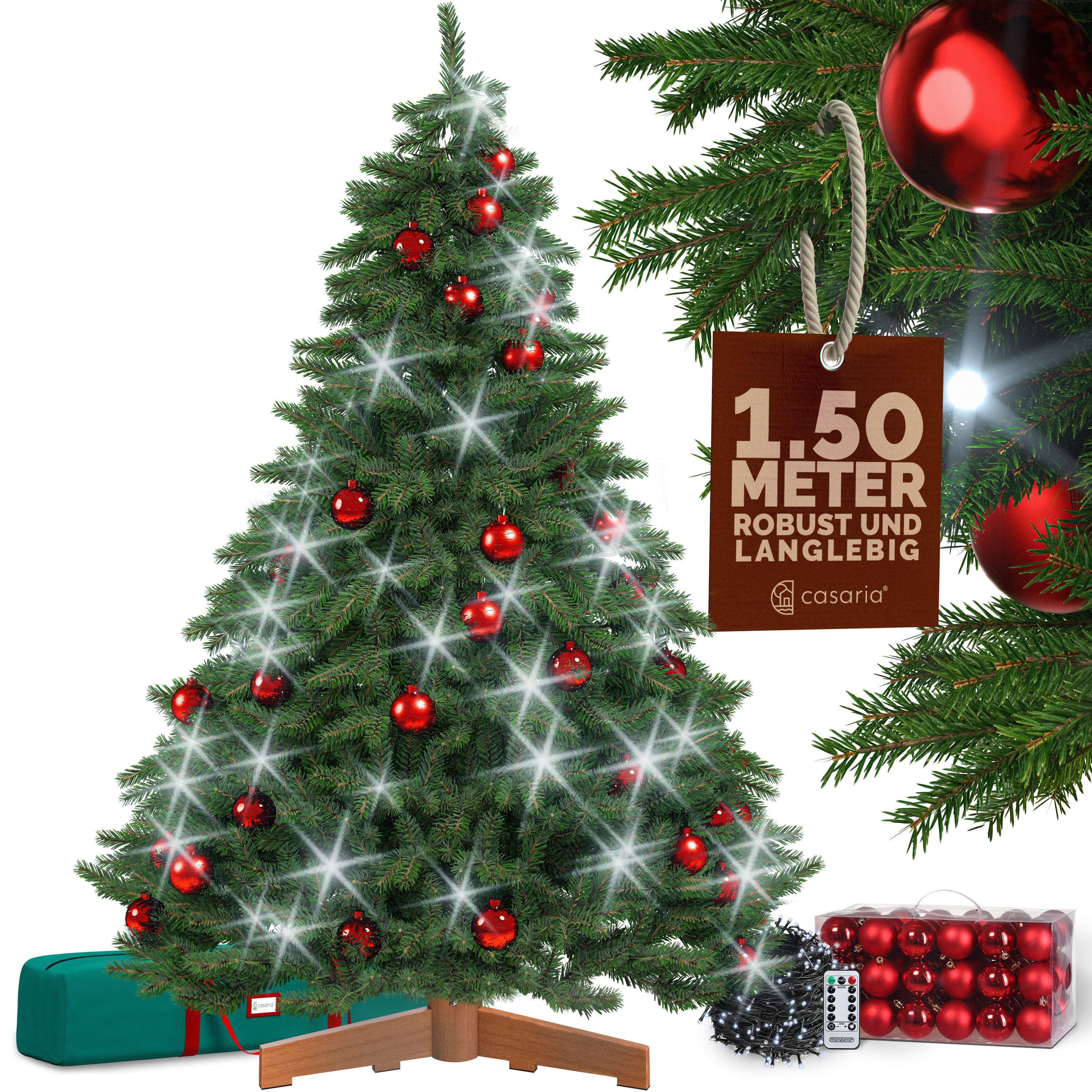 Casaria Künstlicher Weihnachtsbaum, Weihnachtsbaum Set Christbaumkugeln LED-Lichterkette FSC®-zertifiziert