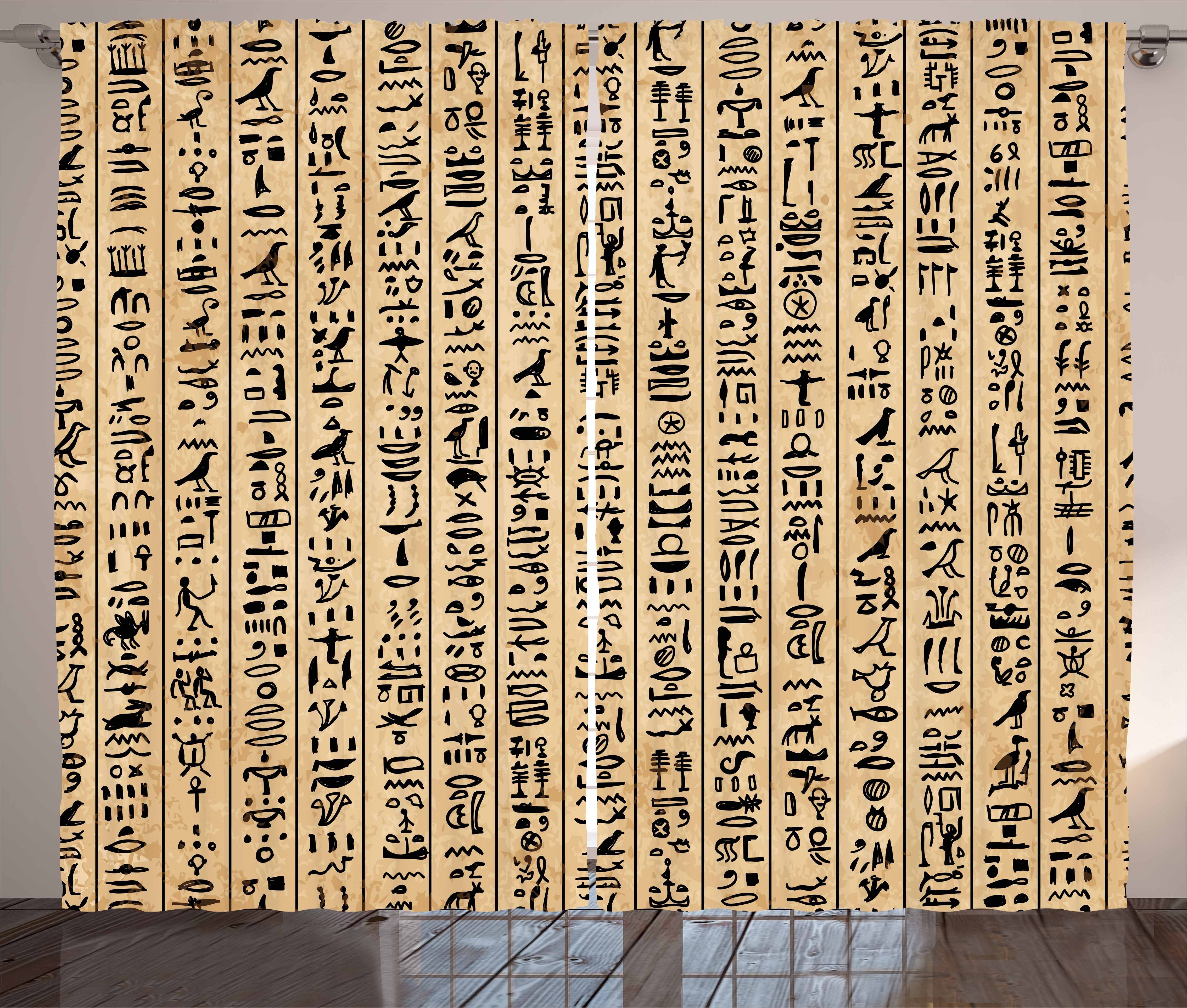 Gardine Schlafzimmer Schlaufen Hieroglyphs mit Abakuhaus, Kräuselband ägyptisch Haken, Ancinet Vorhang und